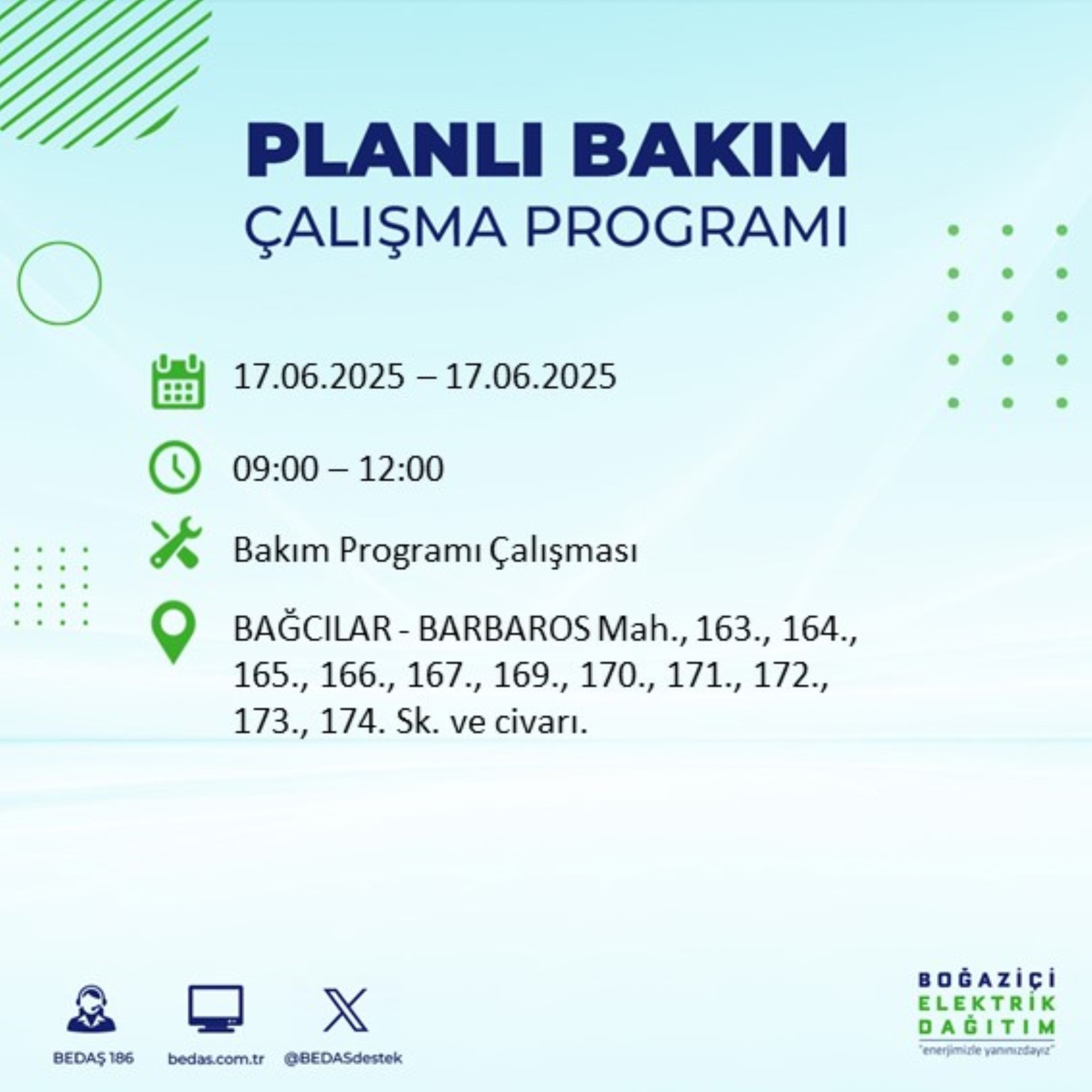 BEDAŞ paylaştı: İstanbul'da 17 Haziran Salı günü elektrik kesintisi yaşanacak ilçeler