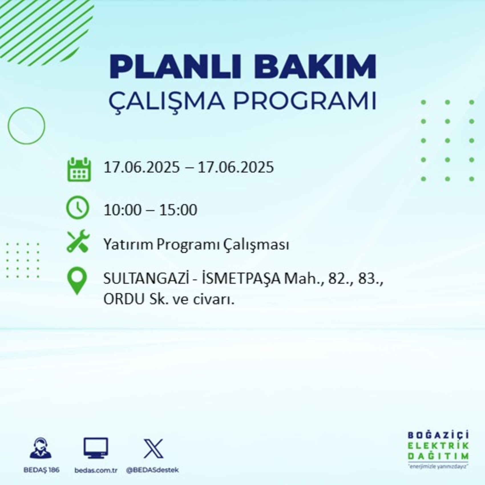 BEDAŞ paylaştı: İstanbul'da 17 Haziran Salı günü elektrik kesintisi yaşanacak ilçeler