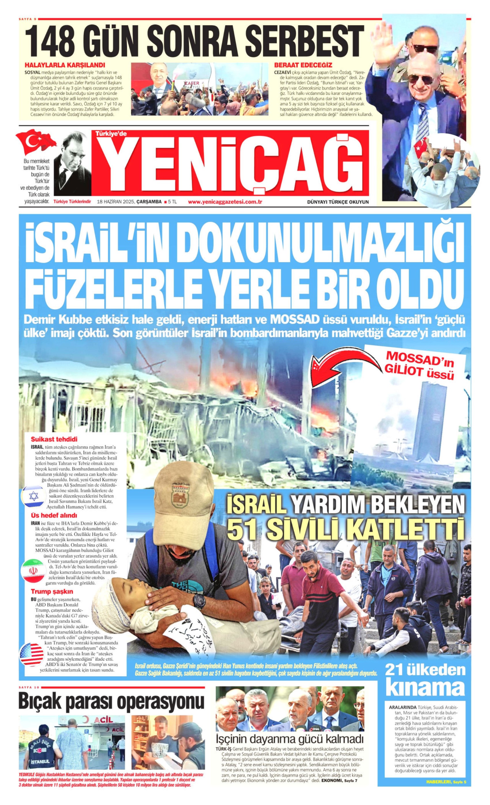 18 Haziran 2025 gazete manşetleri: Gazeteler, Ümit Özdağ'ın tahliyesini nasıl gördü?