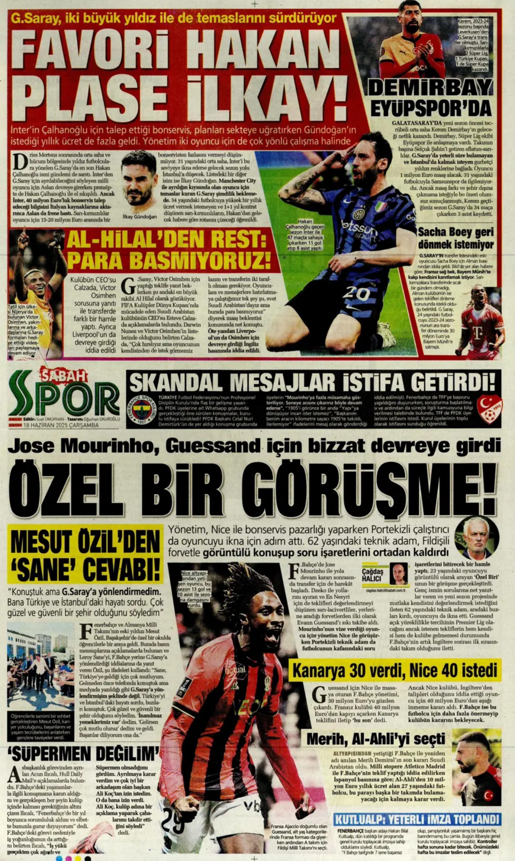 Sporda günün manşetleri... Transferde büyük derbi, Osimhen imzayı atıyor: O isimler istifalarını verdi