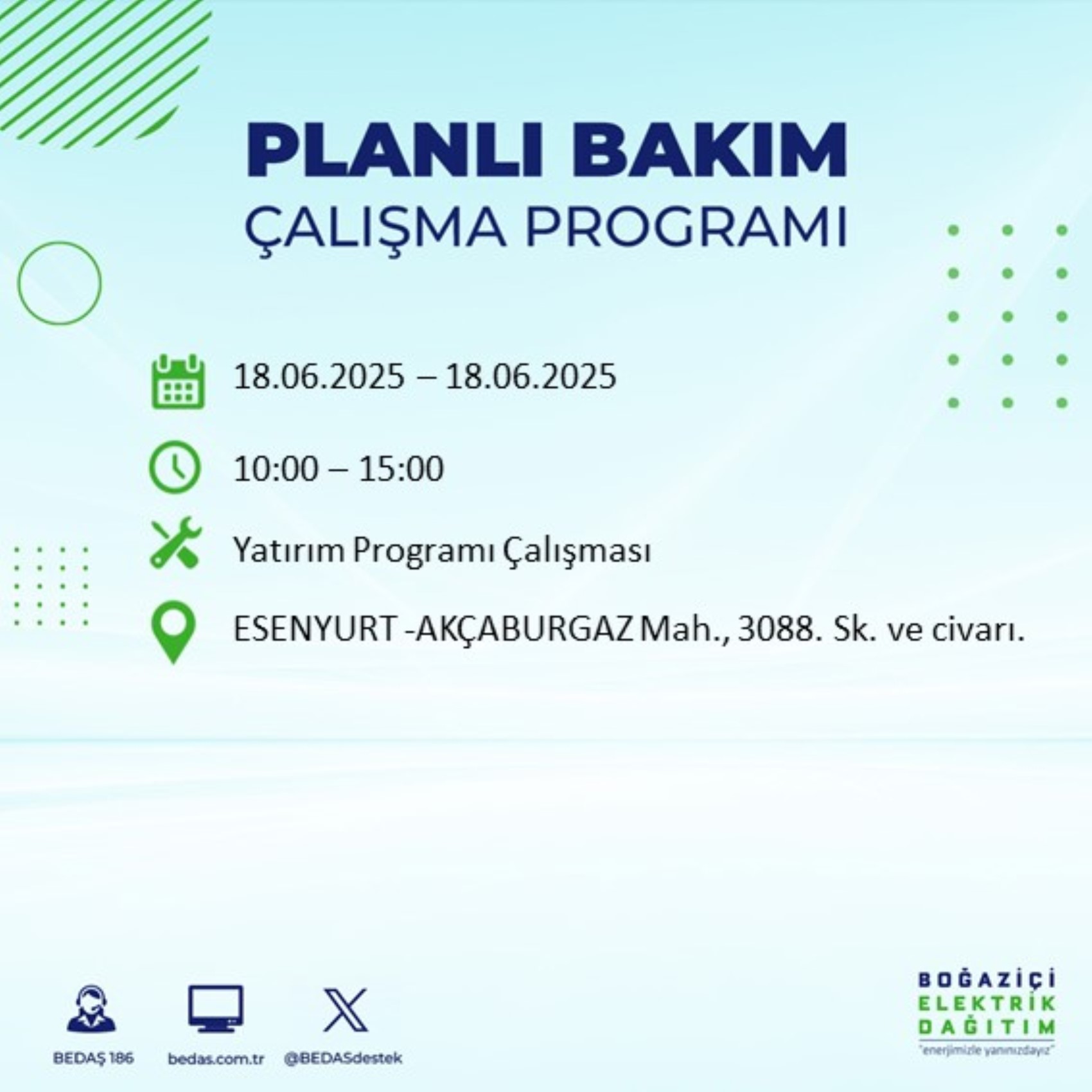 BEDAŞ paylaştı: İstanbul'da 18 Haziran Çarşamba günü elektrik kesintisi yaşanacak ilçeler