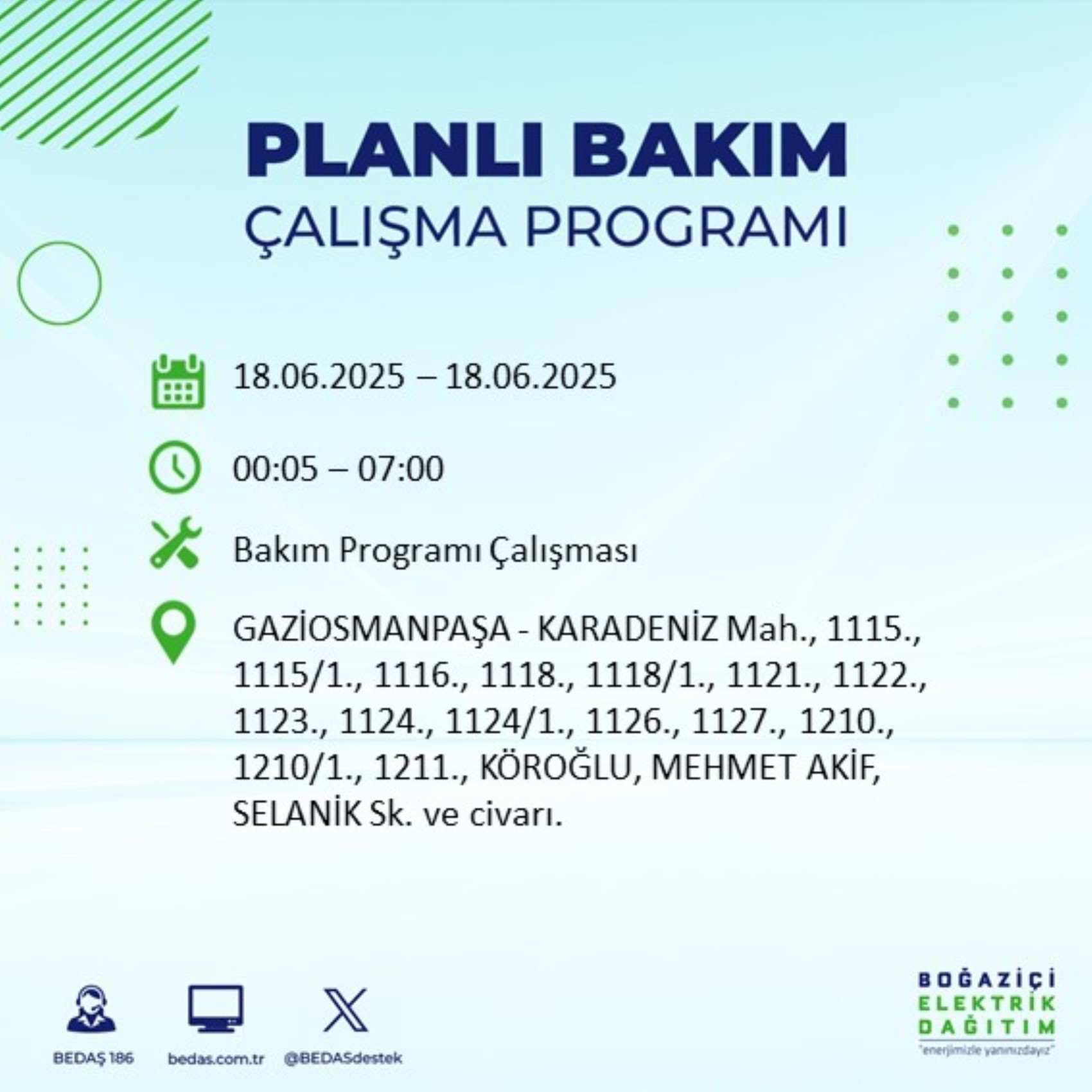 BEDAŞ paylaştı: İstanbul'da 18 Haziran Çarşamba günü elektrik kesintisi yaşanacak ilçeler