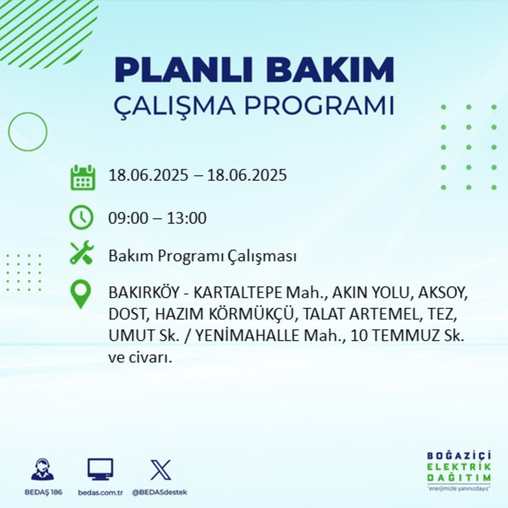 BEDAŞ paylaştı: İstanbul'da 18 Haziran Çarşamba günü elektrik kesintisi yaşanacak ilçeler
