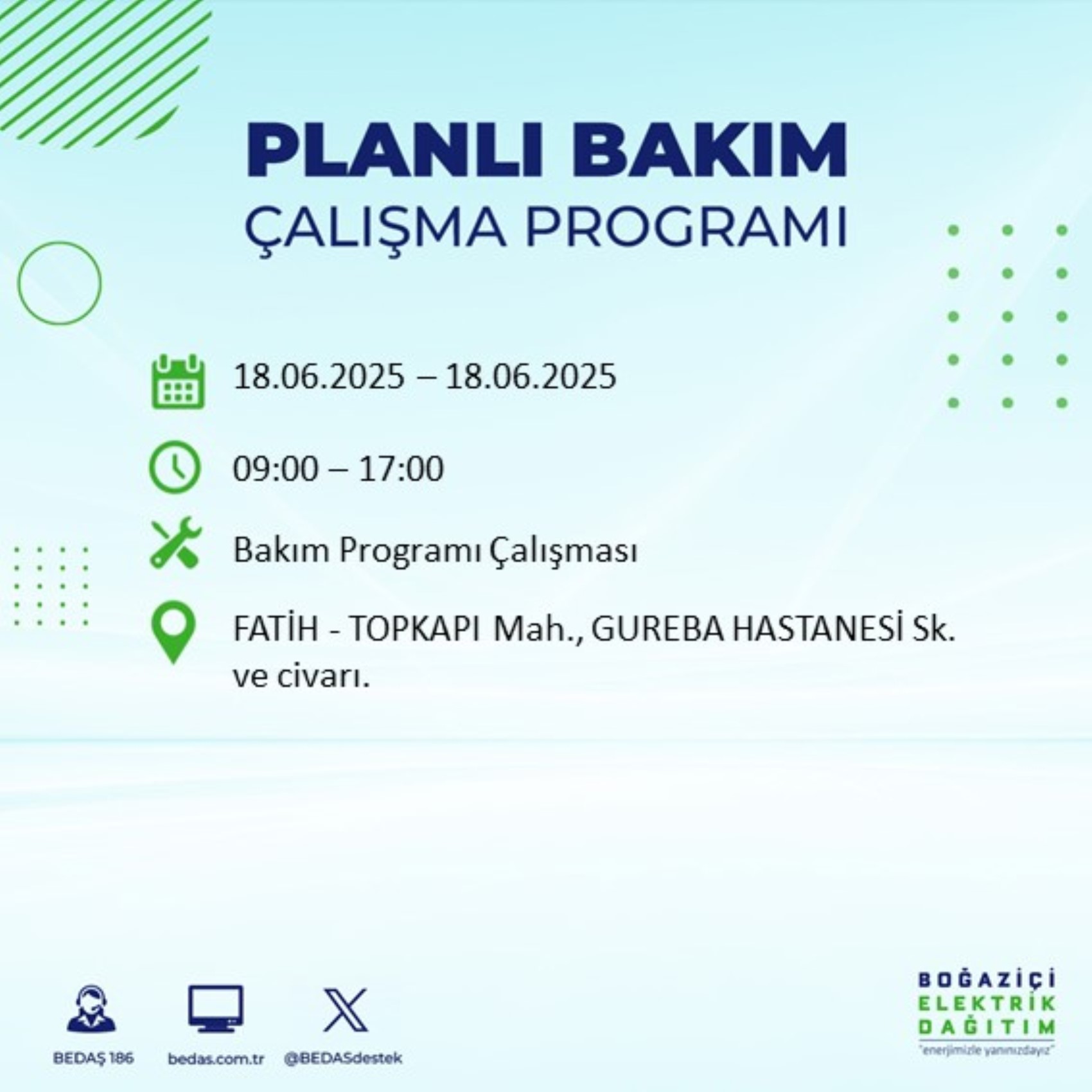 BEDAŞ paylaştı: İstanbul'da 18 Haziran Çarşamba günü elektrik kesintisi yaşanacak ilçeler