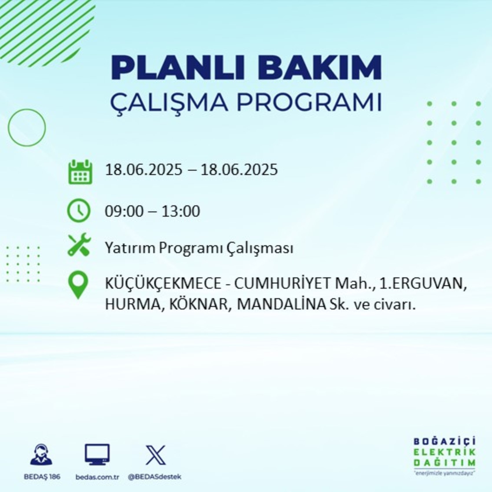 BEDAŞ paylaştı: İstanbul'da 18 Haziran Çarşamba günü elektrik kesintisi yaşanacak ilçeler
