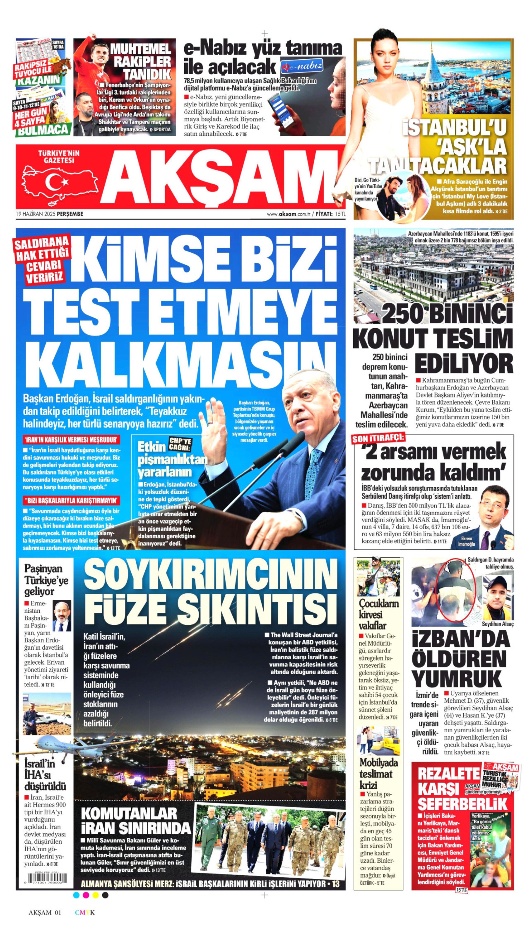 19 Haziran 2025 gazete manşetleri