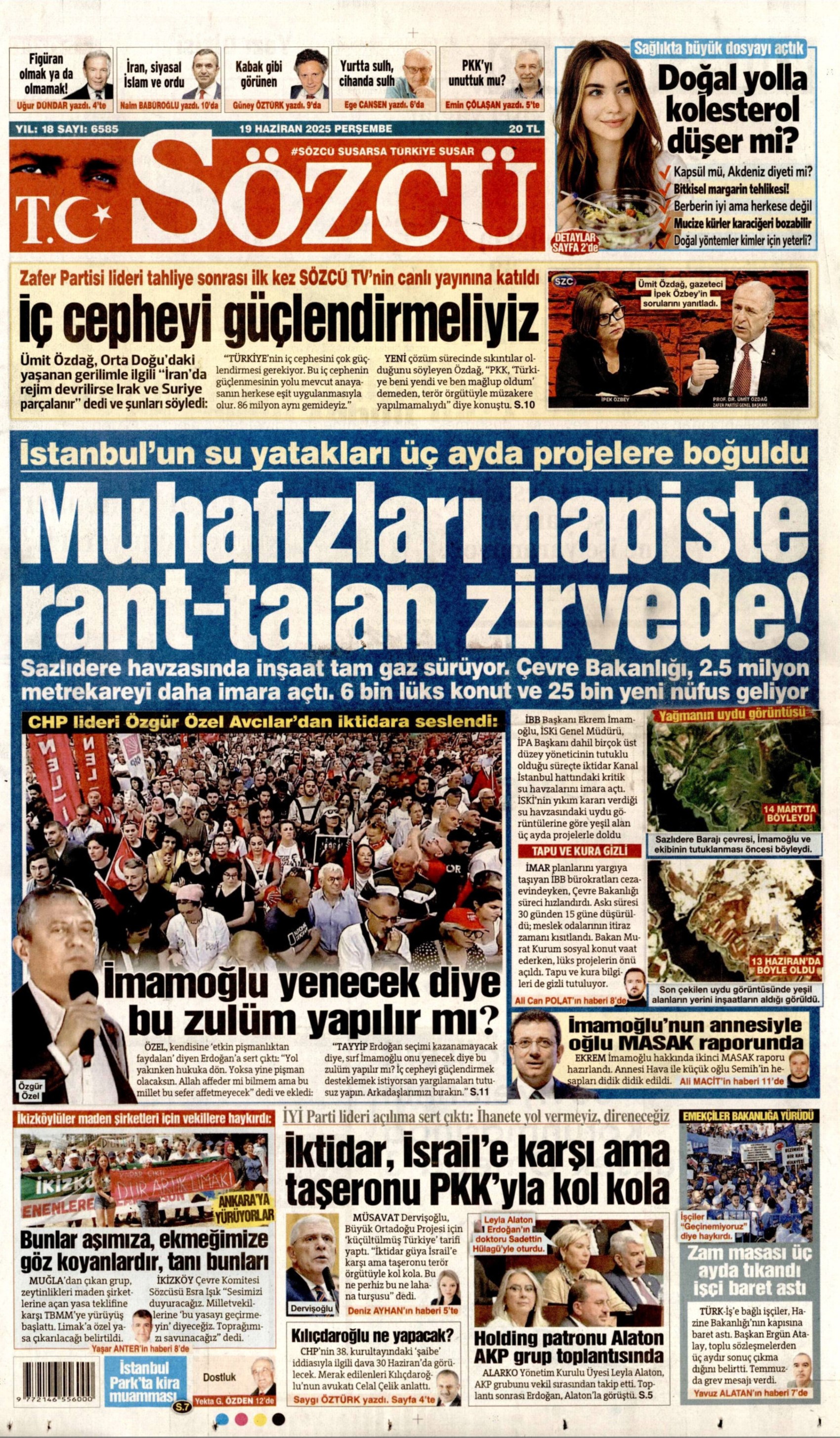 19 Haziran 2025 gazete manşetleri