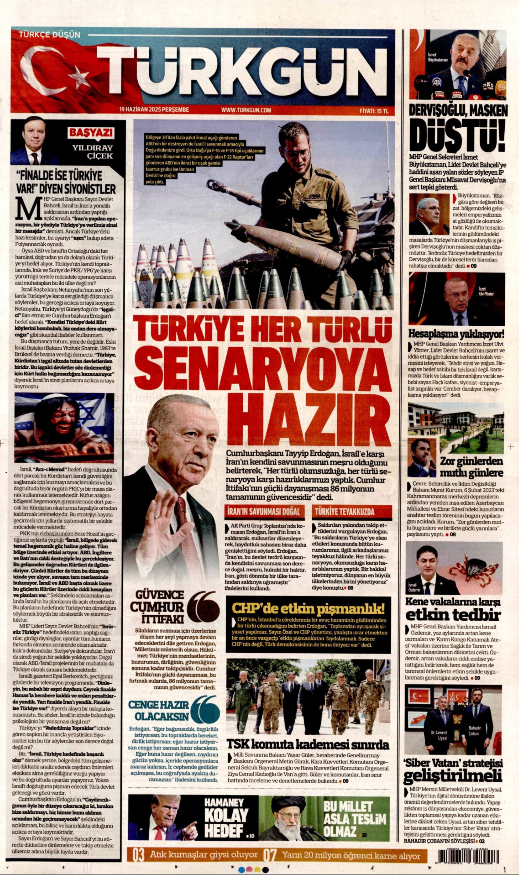 19 Haziran 2025 gazete manşetleri