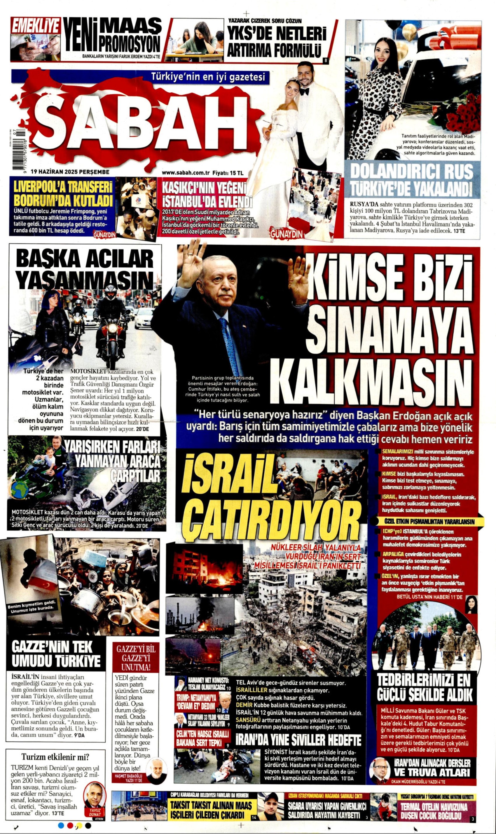 19 Haziran 2025 gazete manşetleri