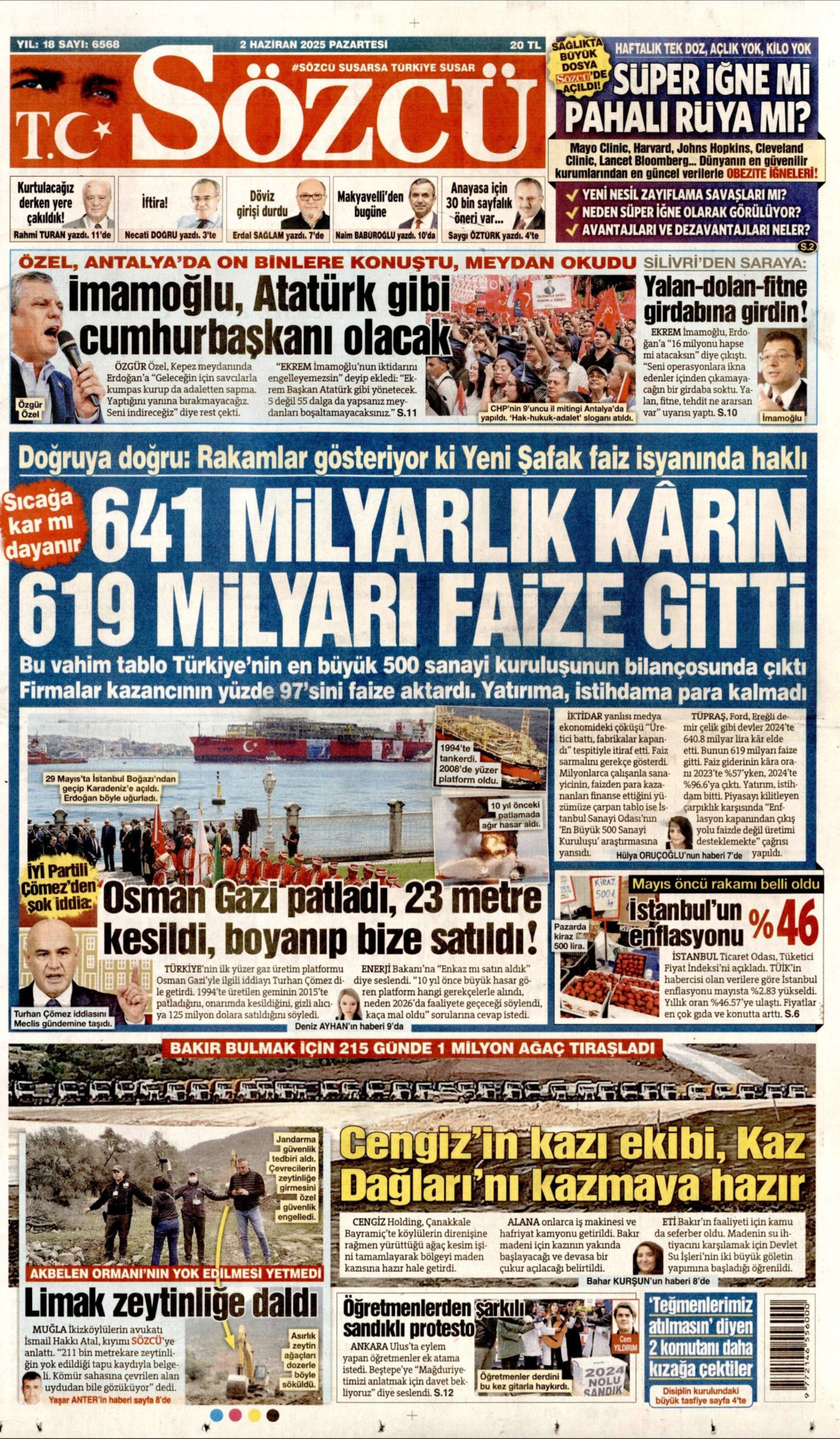 2 Haziran 2025 gazete manşetleri