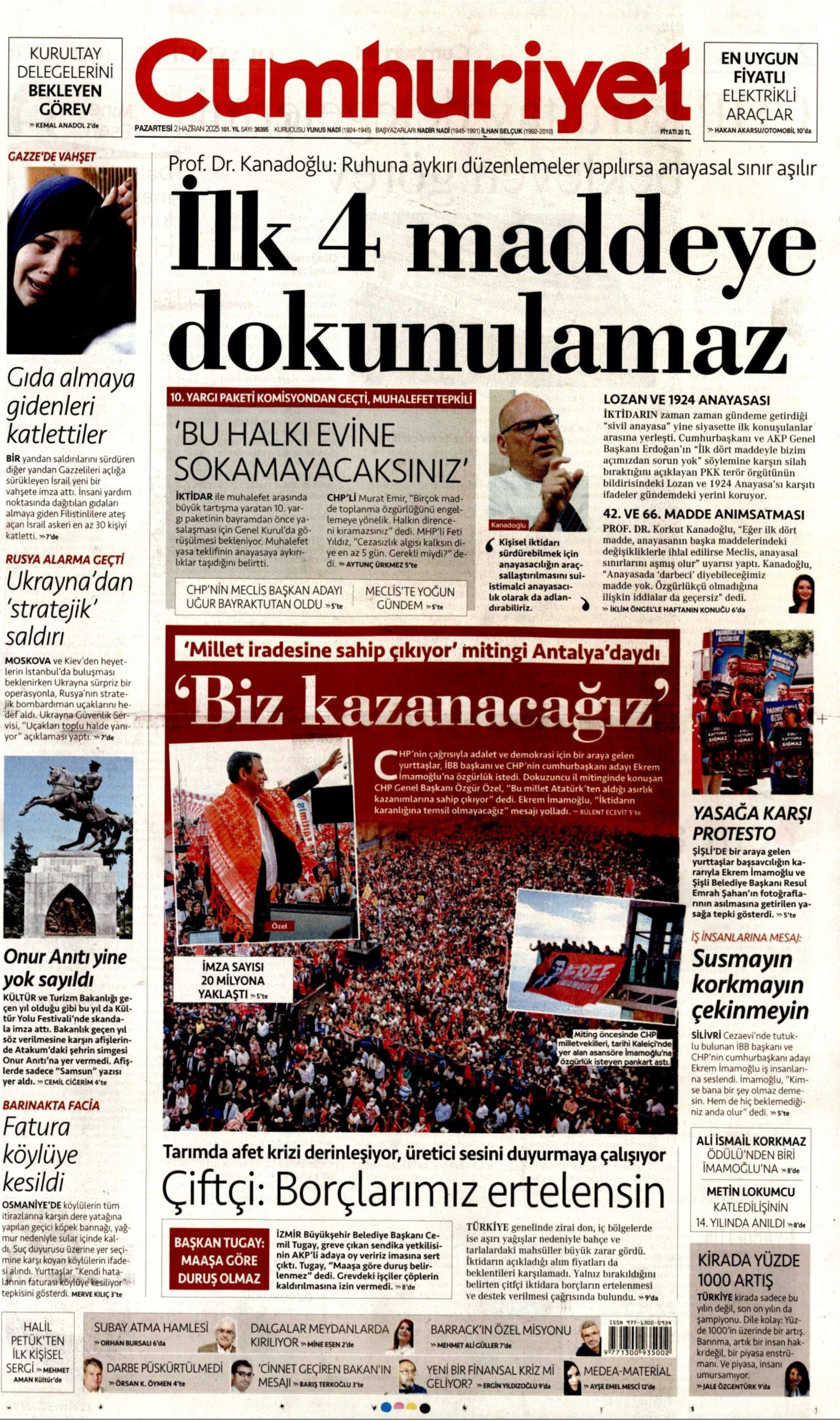 2 Haziran 2025 gazete manşetleri