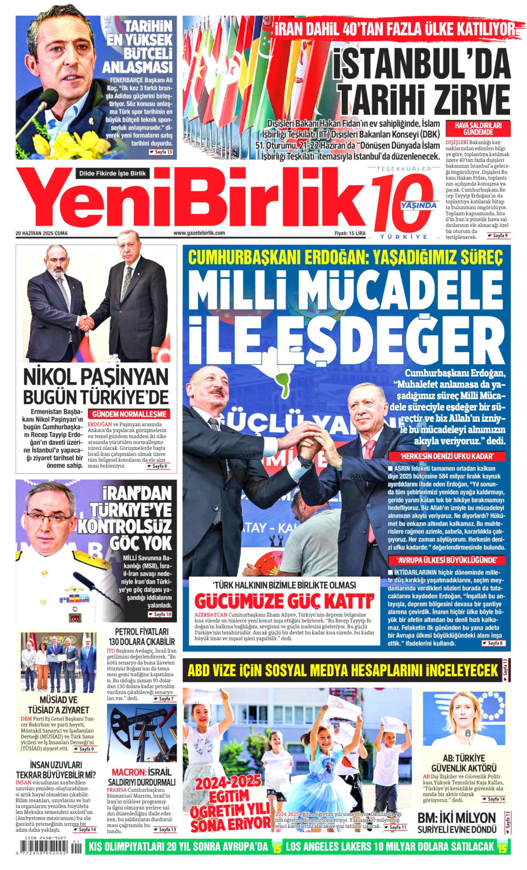 20 Haziran 2025 gazete manşetleri: Meclis'te zeytin kavgası