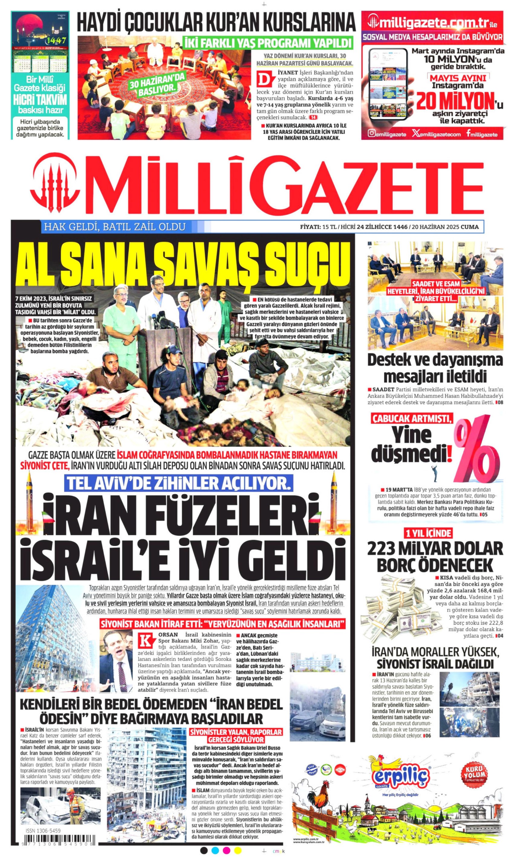 20 Haziran 2025 gazete manşetleri: Meclis'te zeytin kavgası
