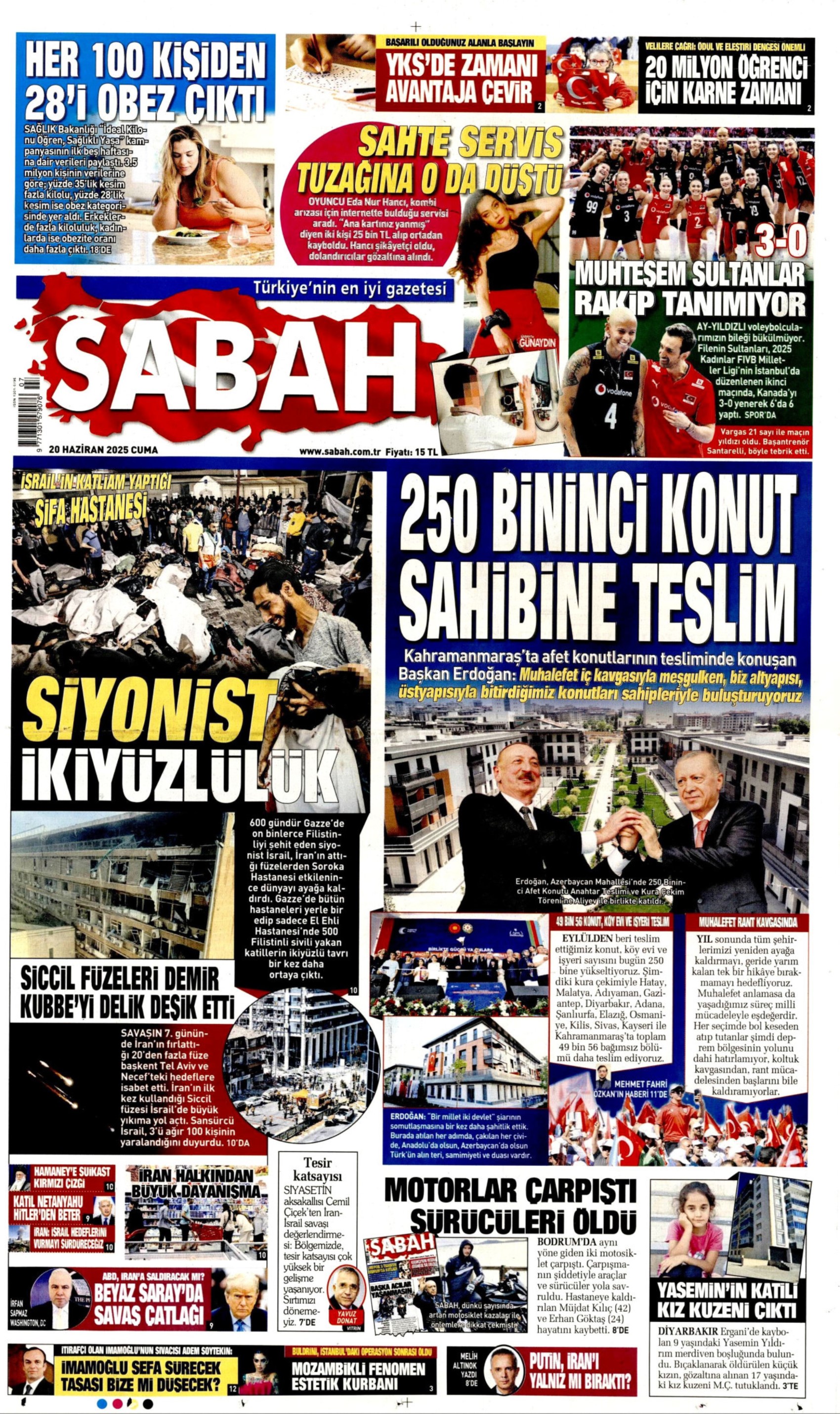 20 Haziran 2025 gazete manşetleri: Meclis'te zeytin kavgası