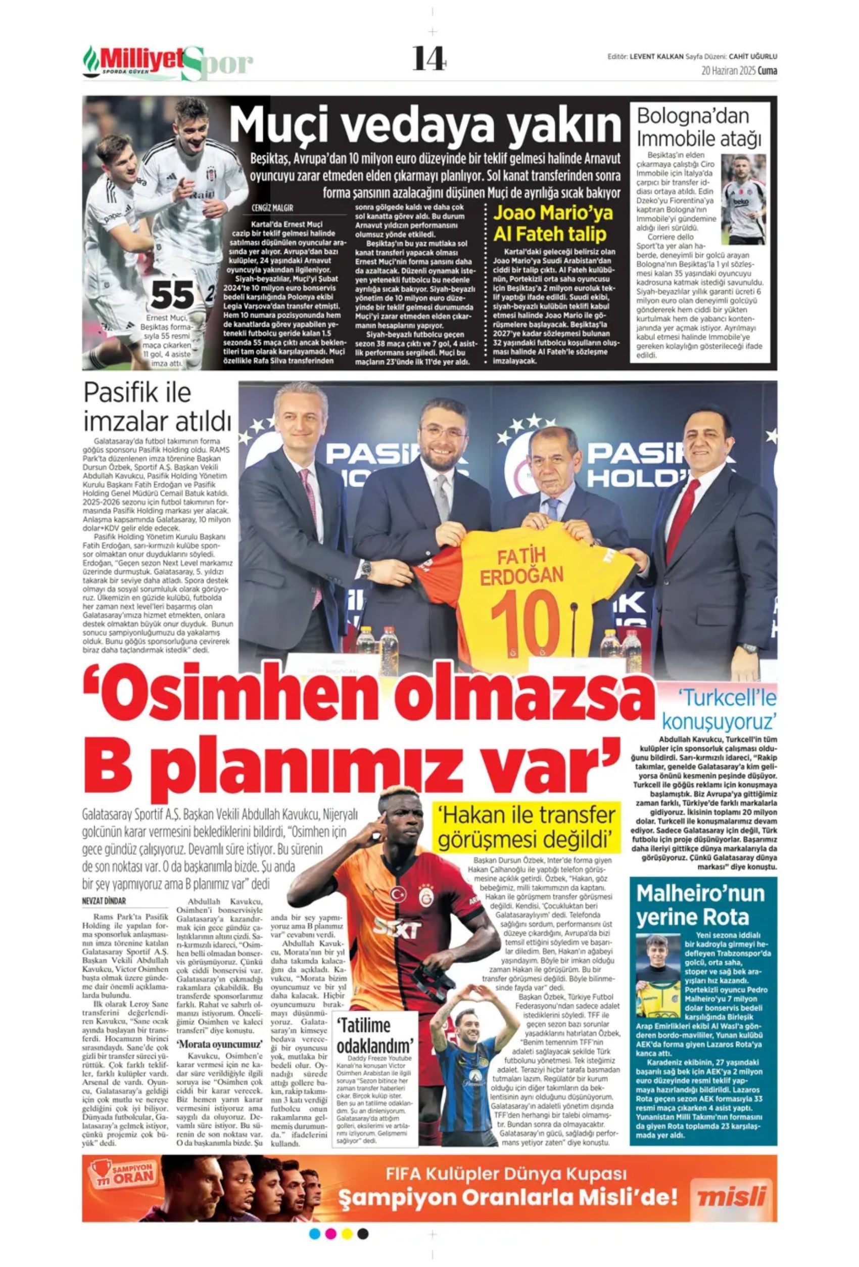 Sporda günün manşetleri... Transfer sorusunu yanıtladı: 'Osimhen'i bekliyoruz'