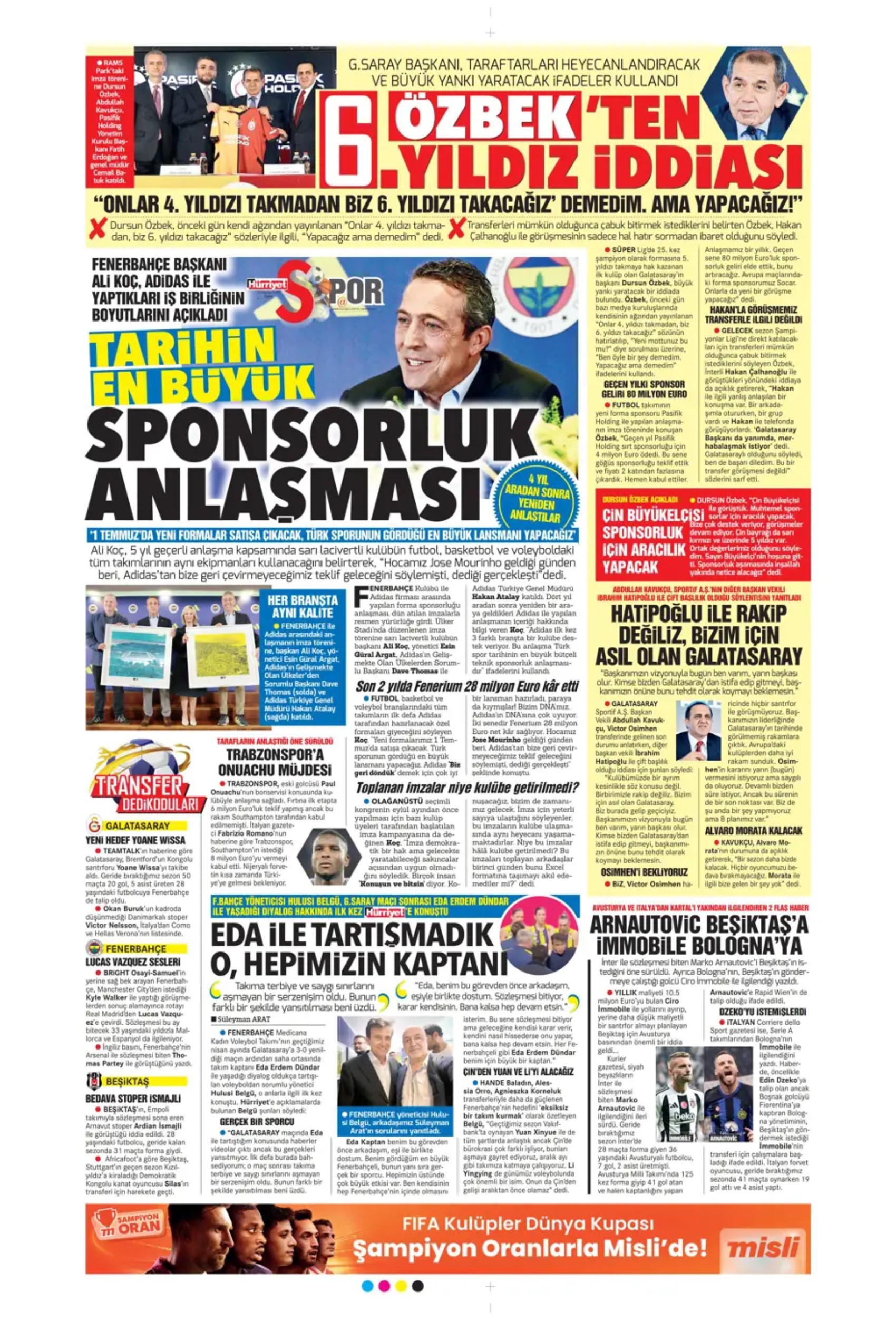 Sporda günün manşetleri... Transfer sorusunu yanıtladı: 'Osimhen'i bekliyoruz'