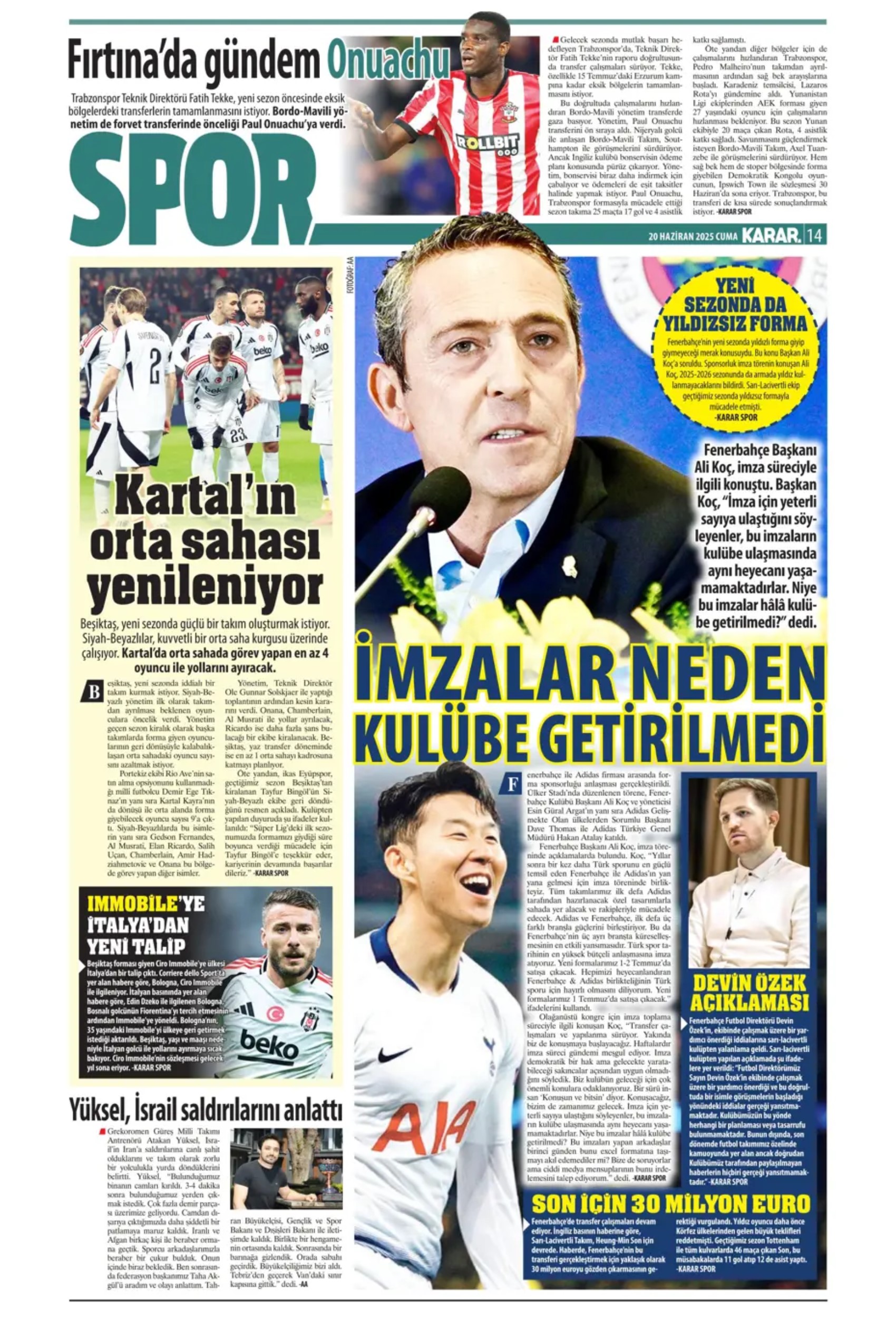 Sporda günün manşetleri... Transfer sorusunu yanıtladı: 'Osimhen'i bekliyoruz'