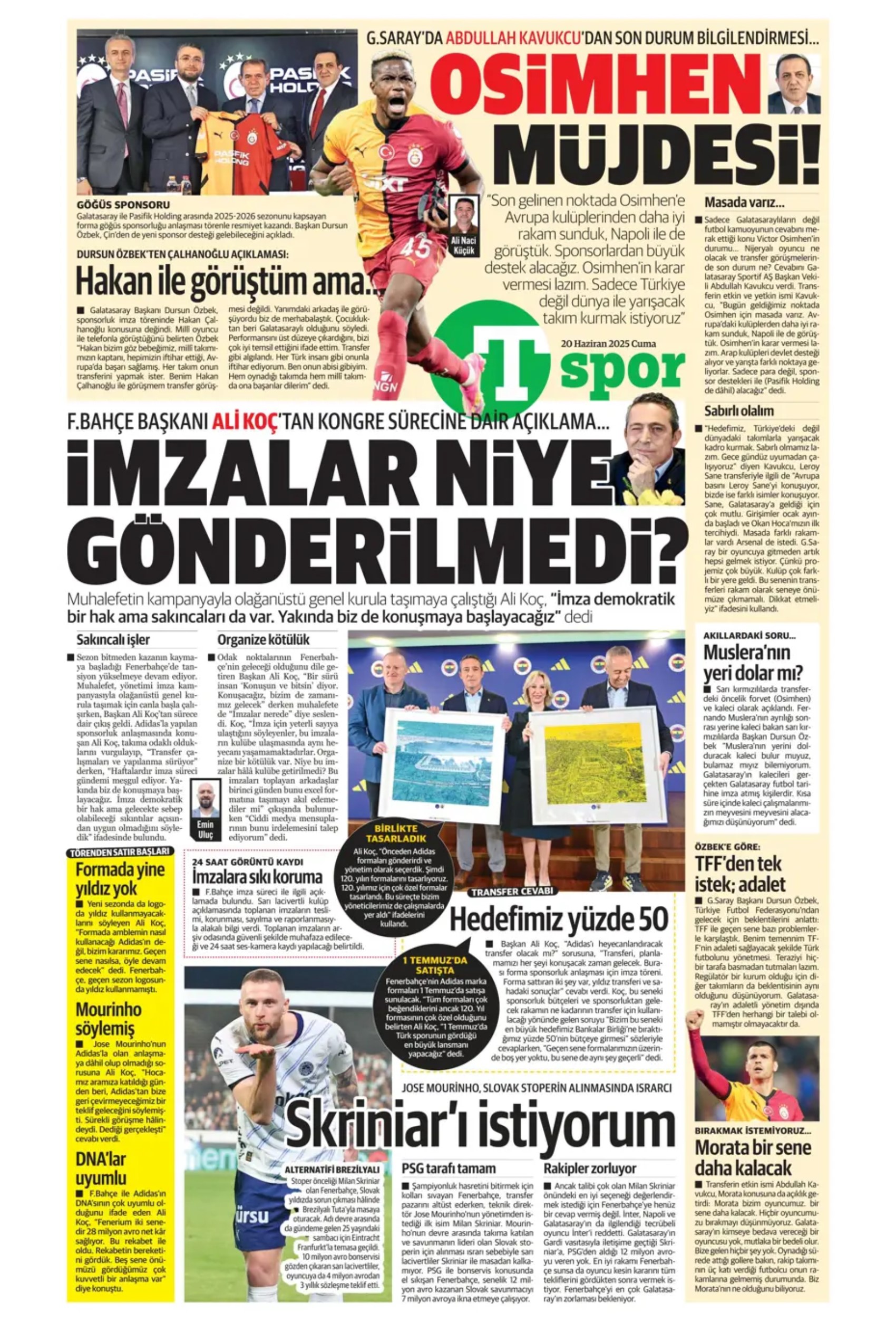 Sporda günün manşetleri... Transfer sorusunu yanıtladı: 'Osimhen'i bekliyoruz'