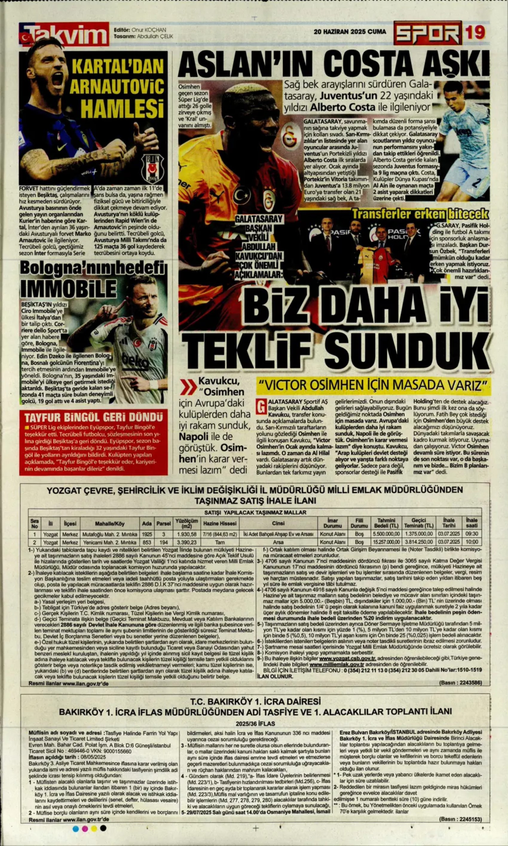 Sporda günün manşetleri... Transfer sorusunu yanıtladı: 'Osimhen'i bekliyoruz'