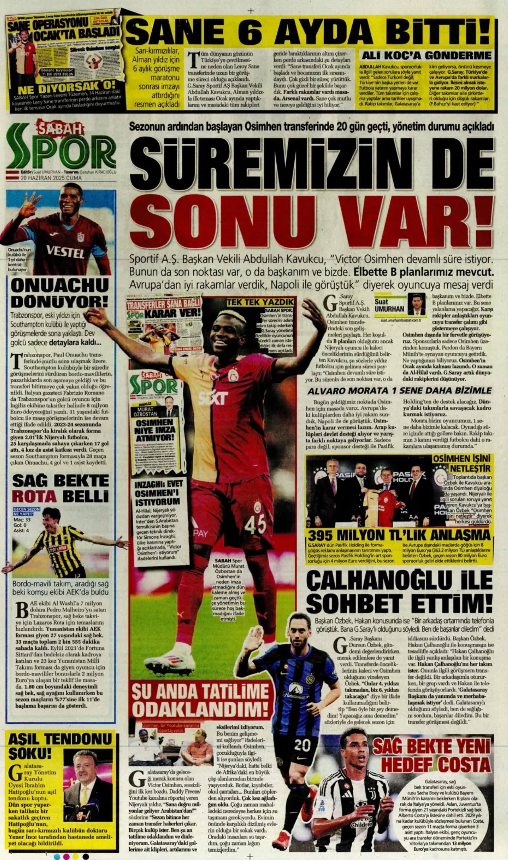 Sporda günün manşetleri... Transfer sorusunu yanıtladı: 'Osimhen'i bekliyoruz'