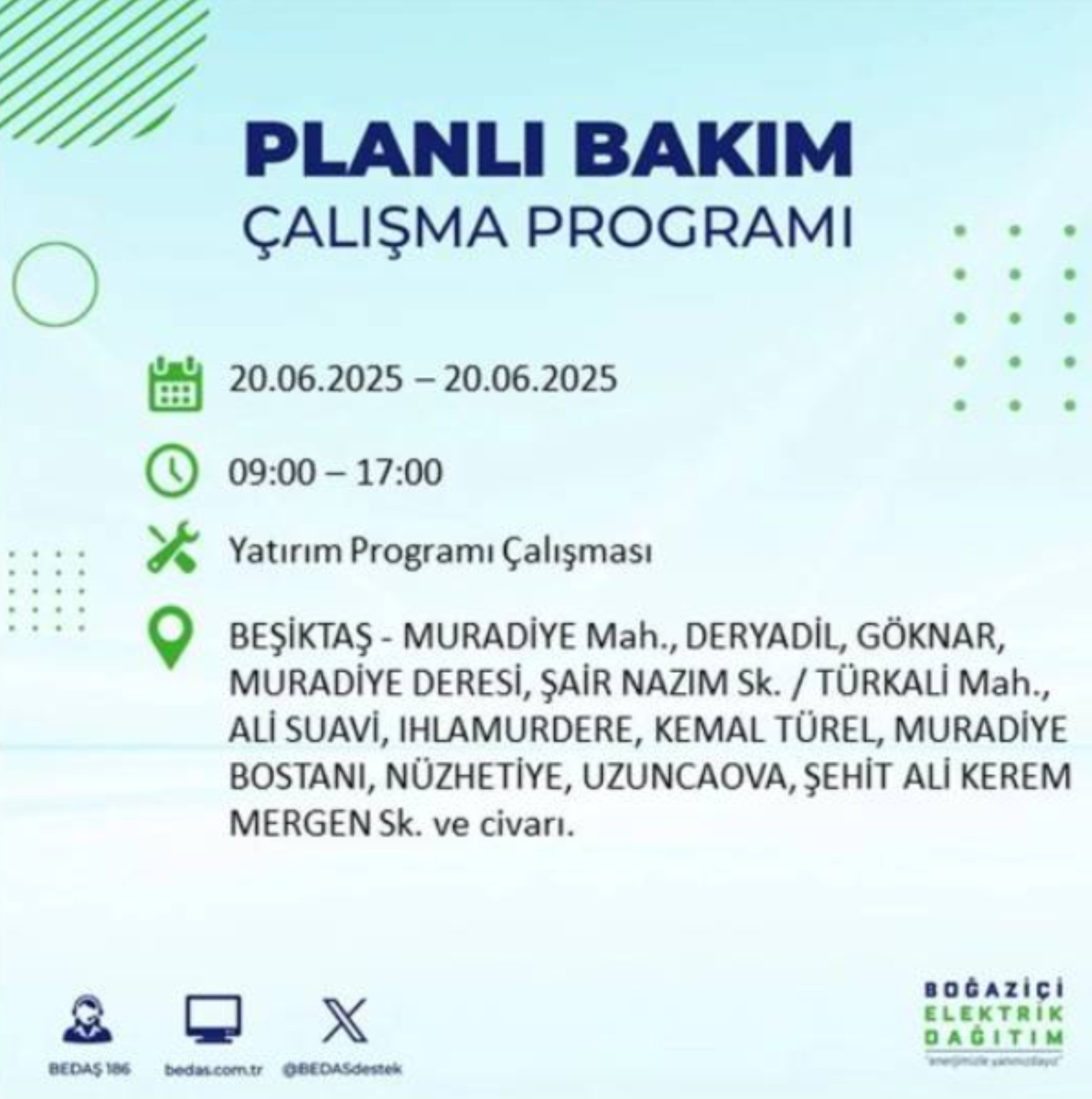 BEDAŞ paylaştı: İstanbul'da 20 Haziran Cuma günü elektrik kesintisi yaşanacak ilçeler