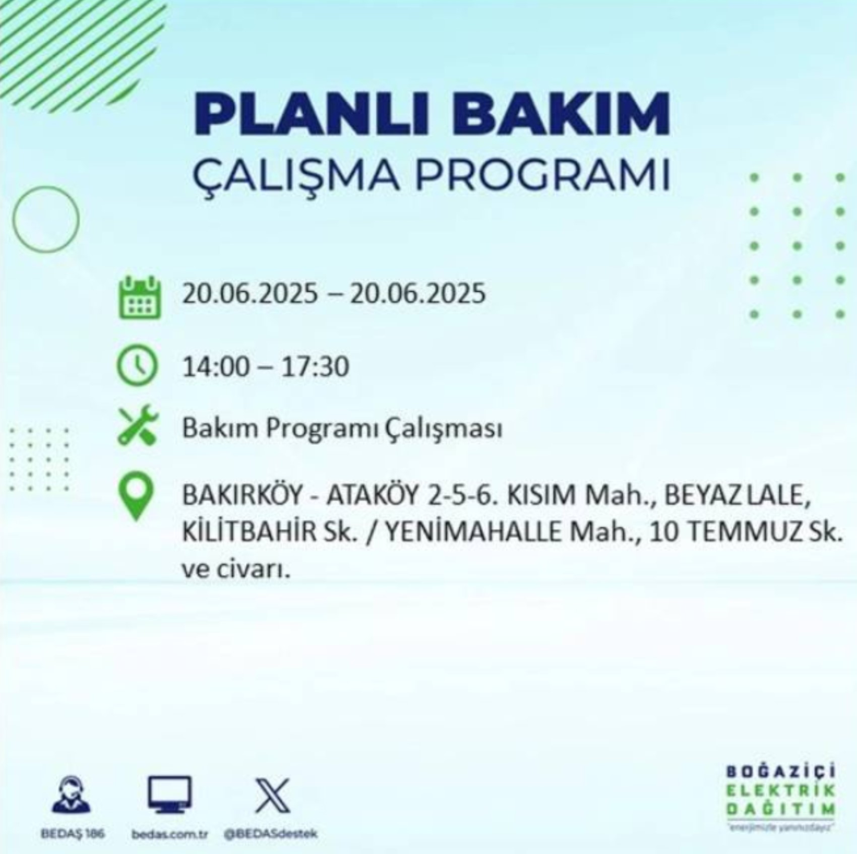BEDAŞ paylaştı: İstanbul'da 20 Haziran Cuma günü elektrik kesintisi yaşanacak ilçeler