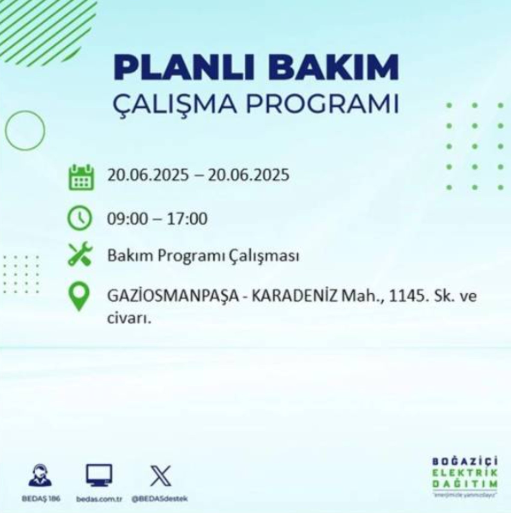 BEDAŞ paylaştı: İstanbul'da 20 Haziran Cuma günü elektrik kesintisi yaşanacak ilçeler