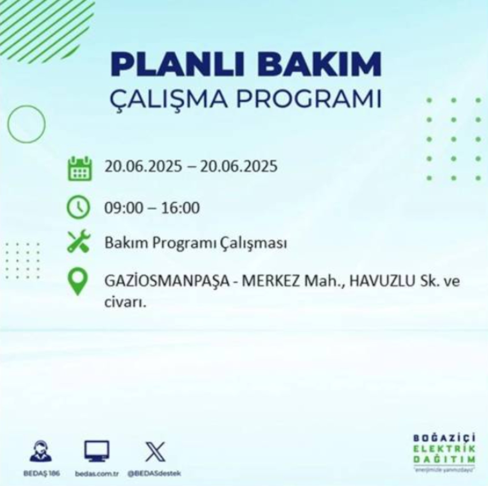 BEDAŞ paylaştı: İstanbul'da 20 Haziran Cuma günü elektrik kesintisi yaşanacak ilçeler
