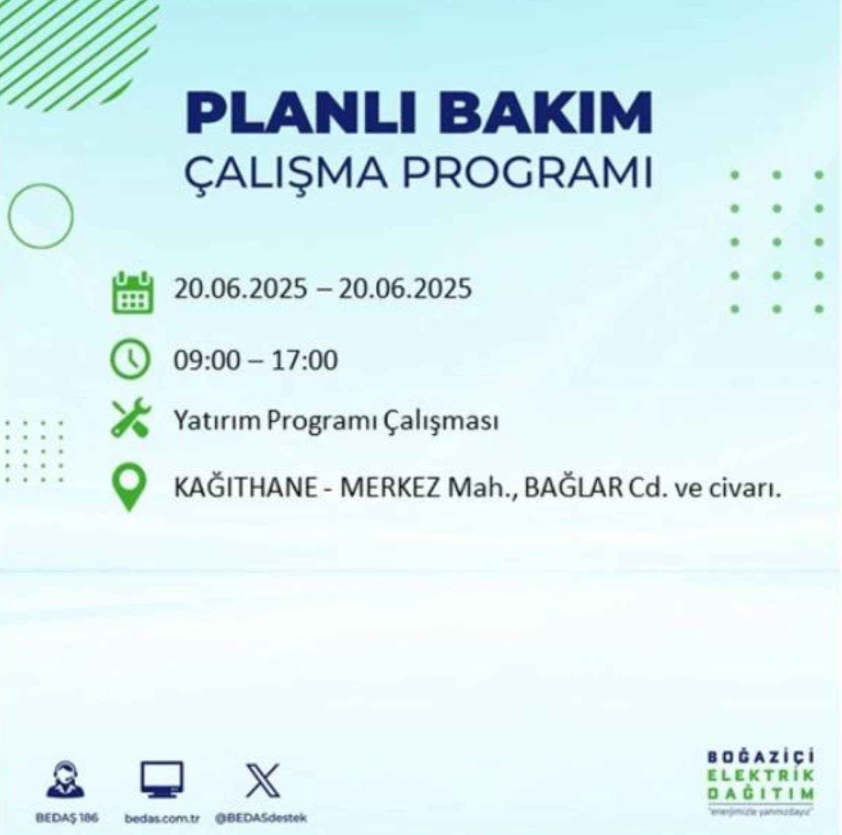 BEDAŞ paylaştı: İstanbul'da 20 Haziran Cuma günü elektrik kesintisi yaşanacak ilçeler
