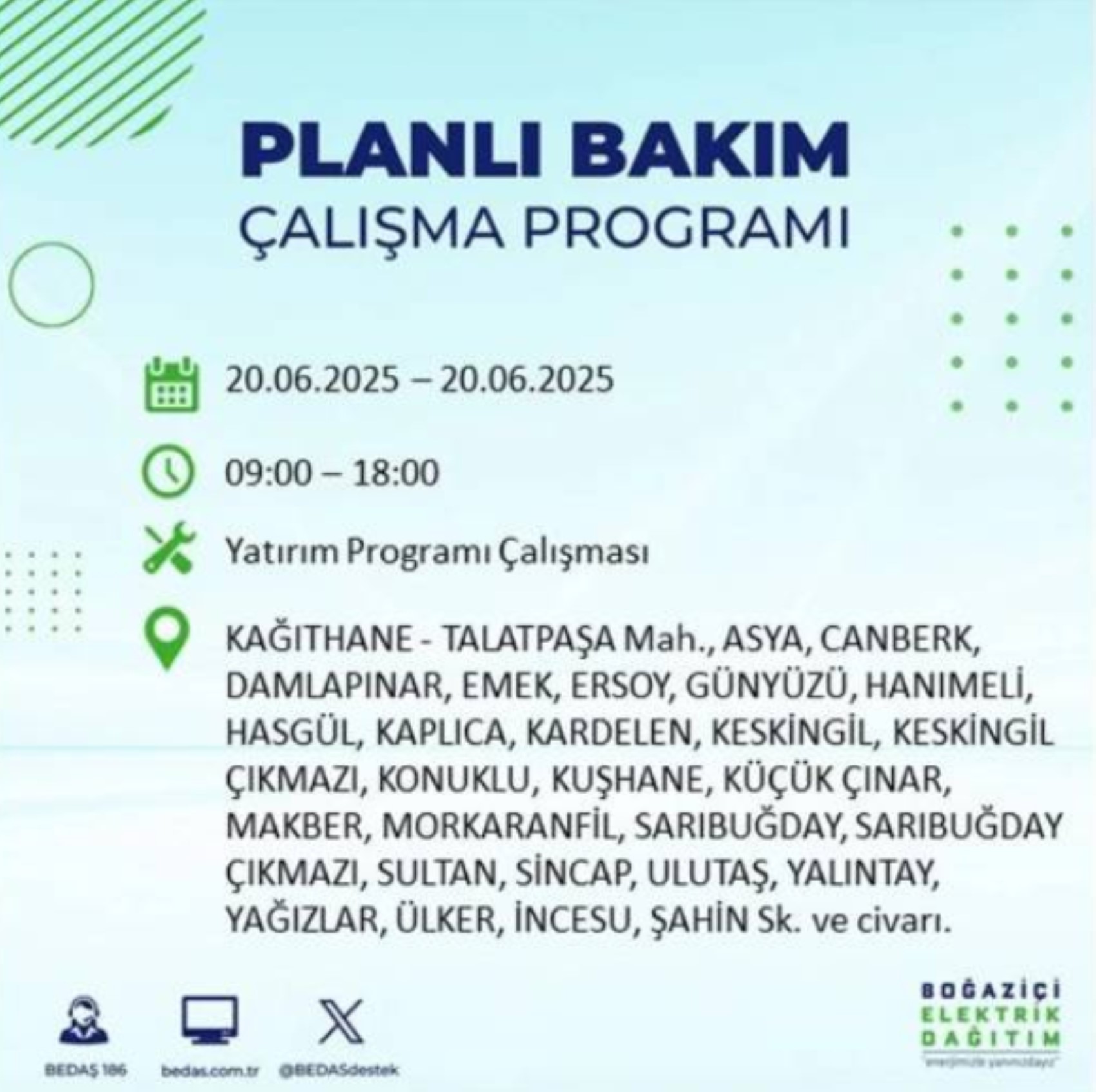 BEDAŞ paylaştı: İstanbul'da 20 Haziran Cuma günü elektrik kesintisi yaşanacak ilçeler