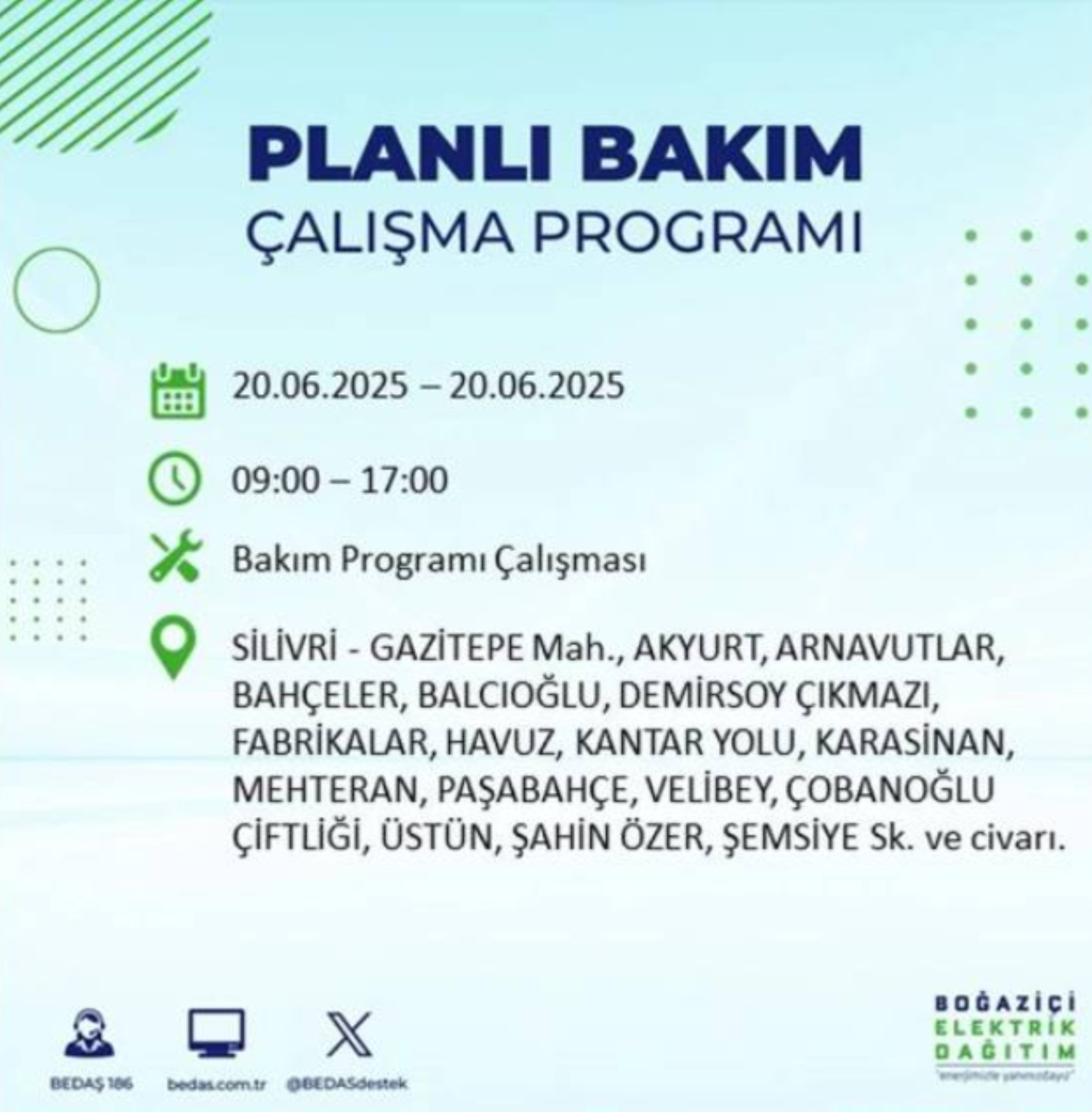 BEDAŞ paylaştı: İstanbul'da 20 Haziran Cuma günü elektrik kesintisi yaşanacak ilçeler