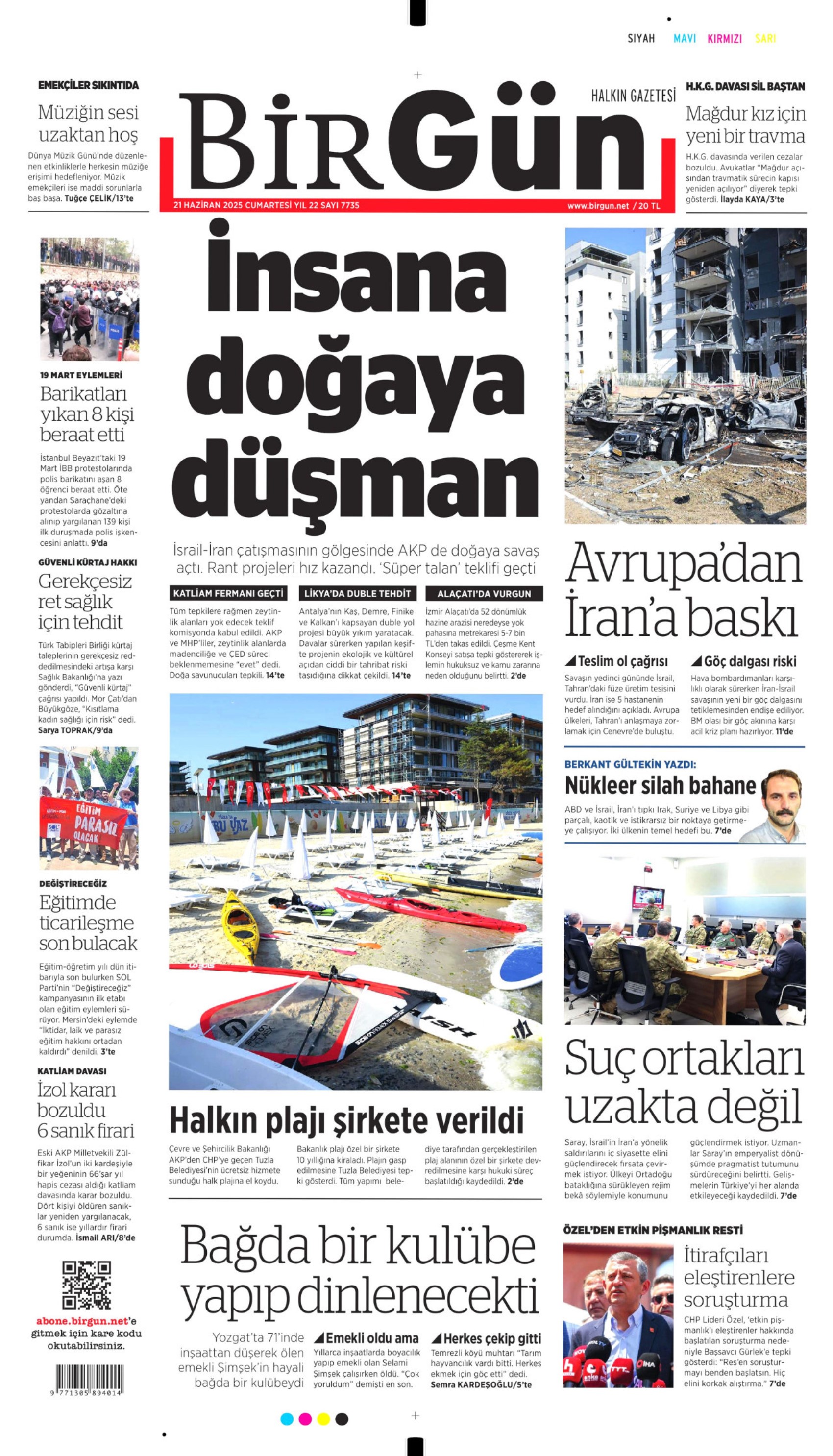 21 Haziran 2025 gazete manşetleri