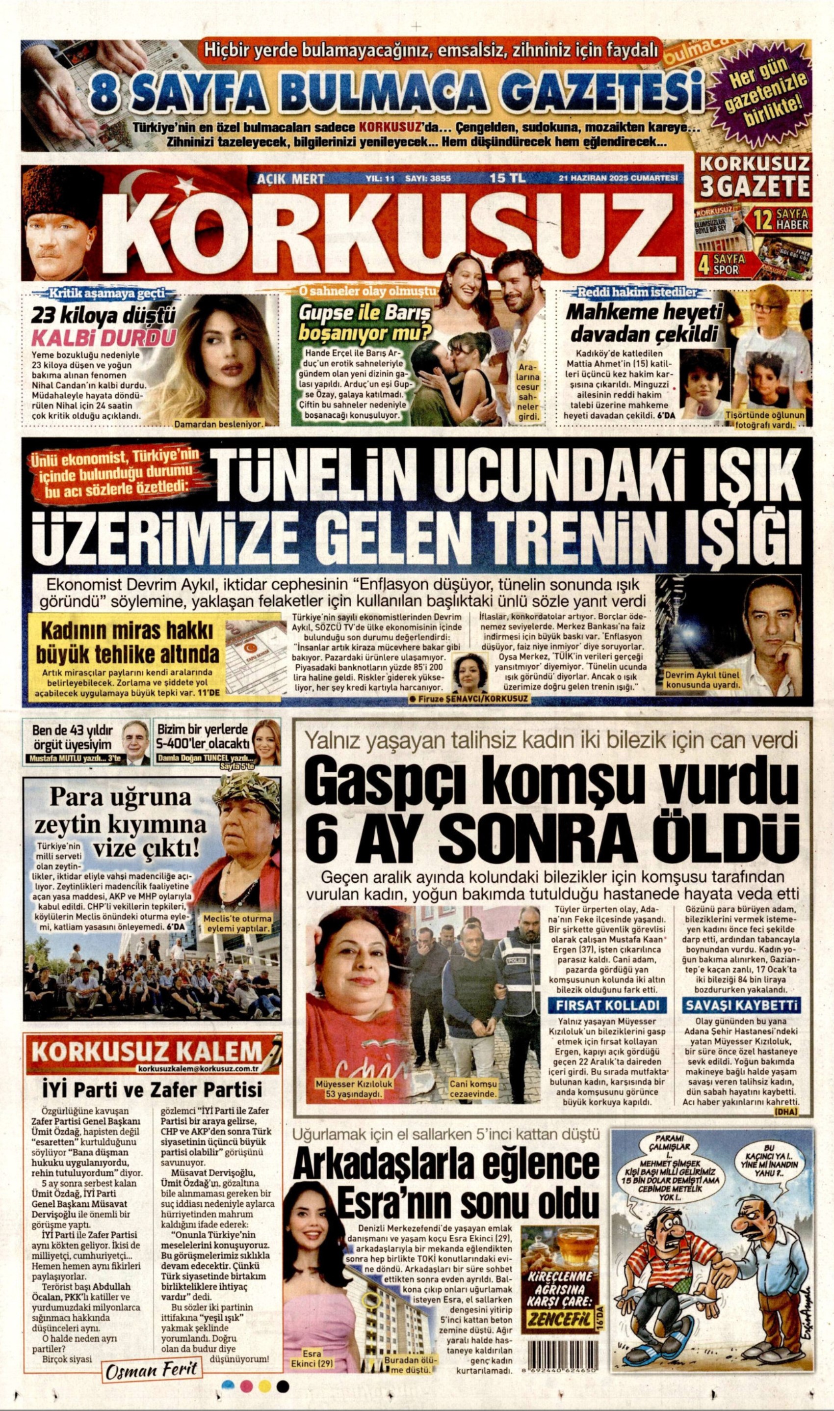 21 Haziran 2025 gazete manşetleri