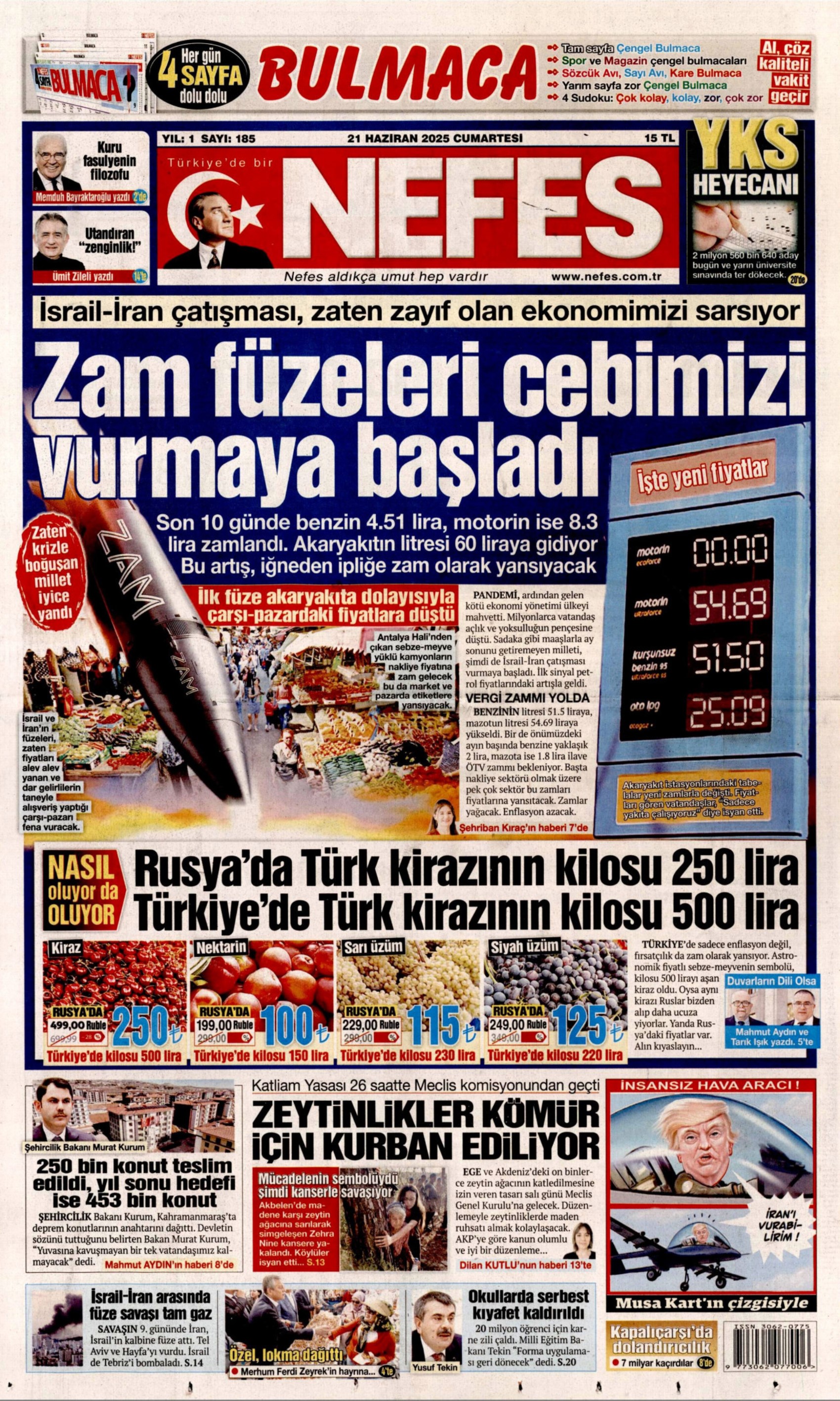 21 Haziran 2025 gazete manşetleri