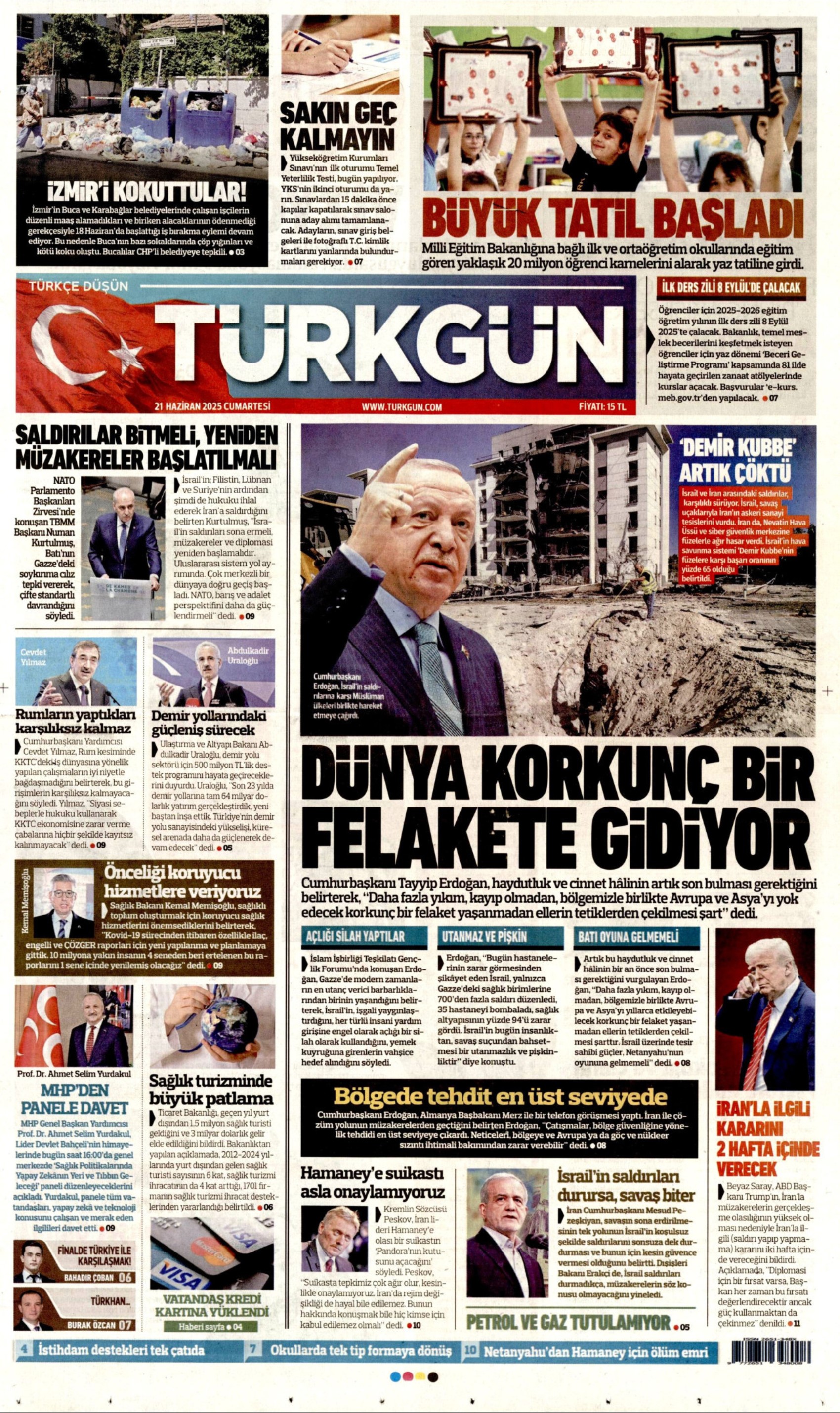 21 Haziran 2025 gazete manşetleri