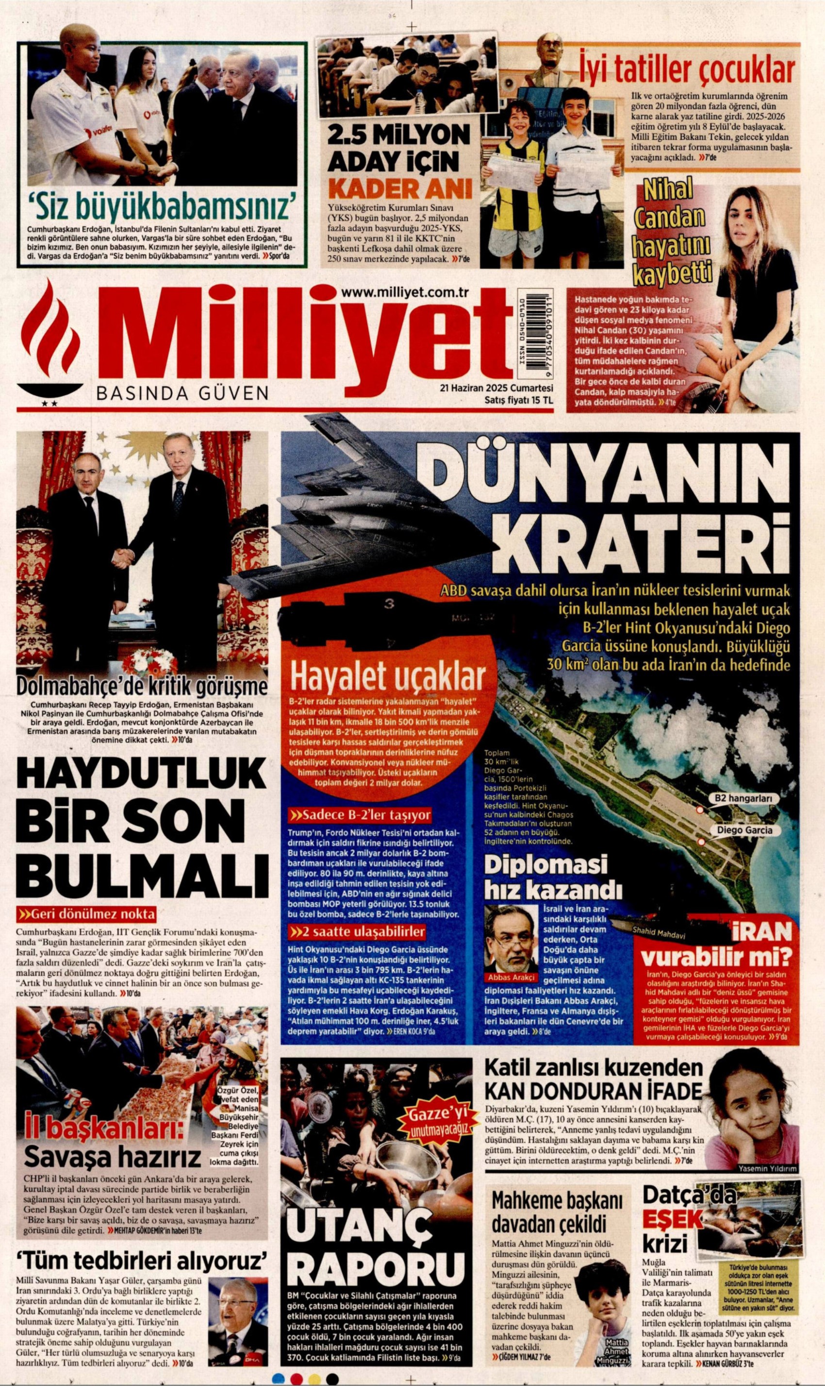21 Haziran 2025 gazete manşetleri