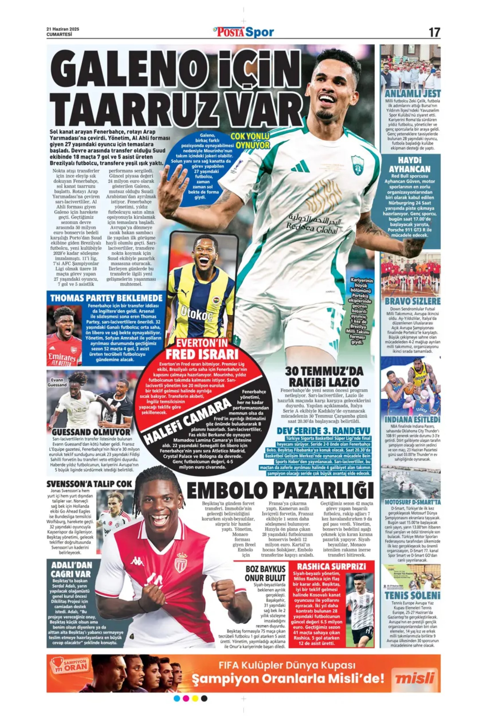 Sporda günün manşetleri... Hakan Çalhanoğlu masada, Osimhen'de karar haftası: Fenerbahçe Brezilyalı yıldızı renklerine katıyor