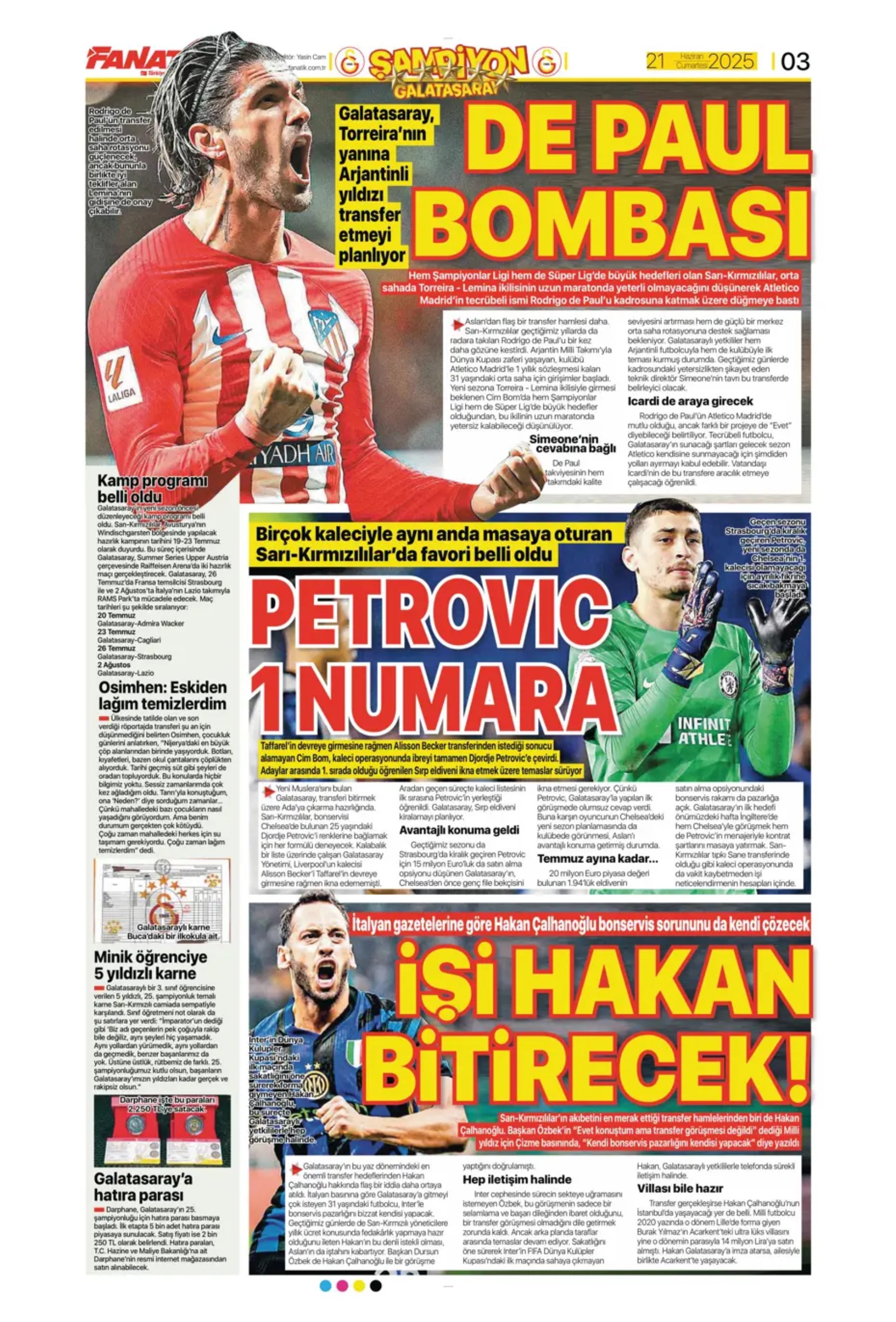 Sporda günün manşetleri... Hakan Çalhanoğlu masada, Osimhen'de karar haftası: Fenerbahçe Brezilyalı yıldızı renklerine katıyor