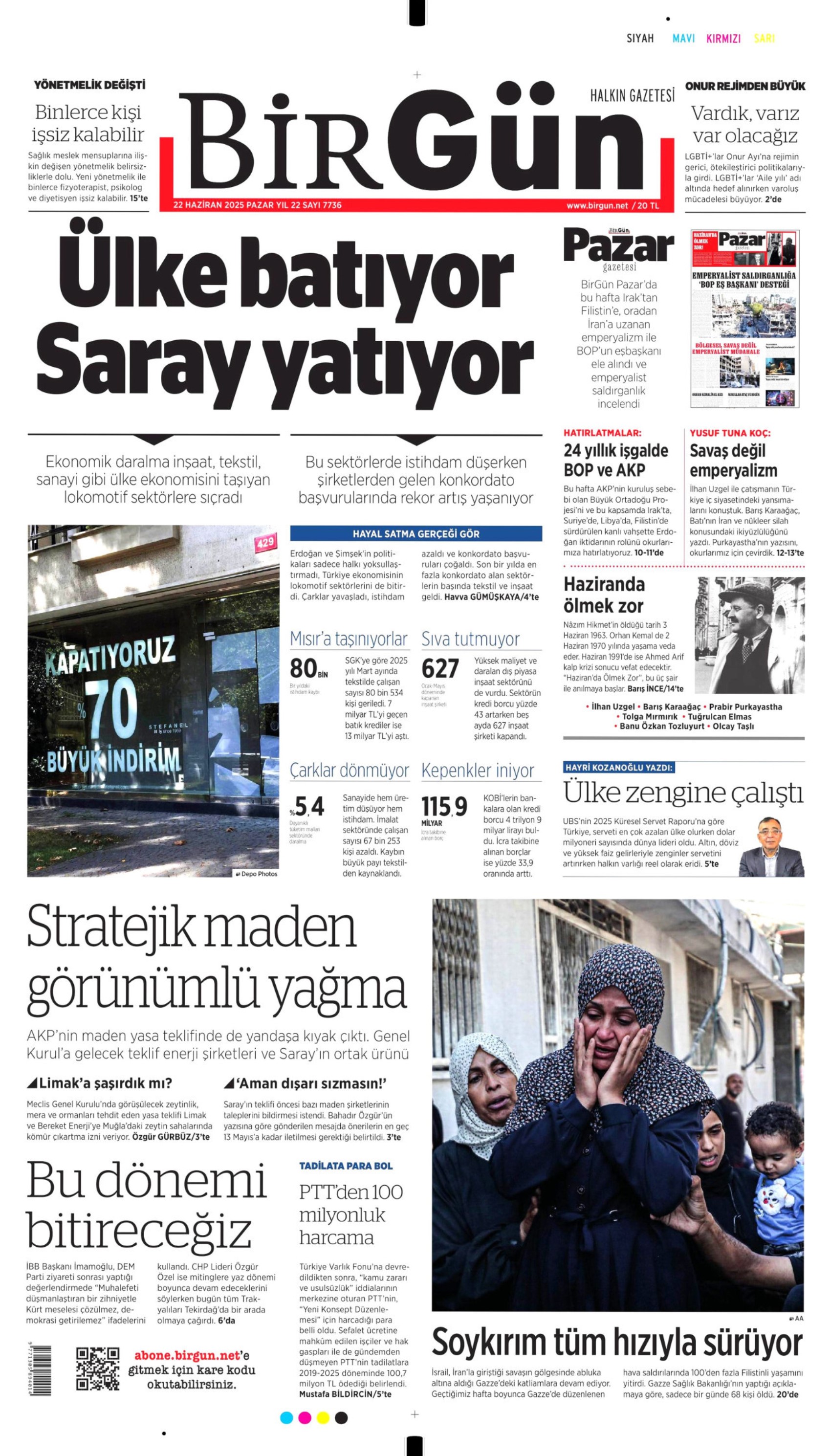 22 Haziran 2025 gazete manşetleri