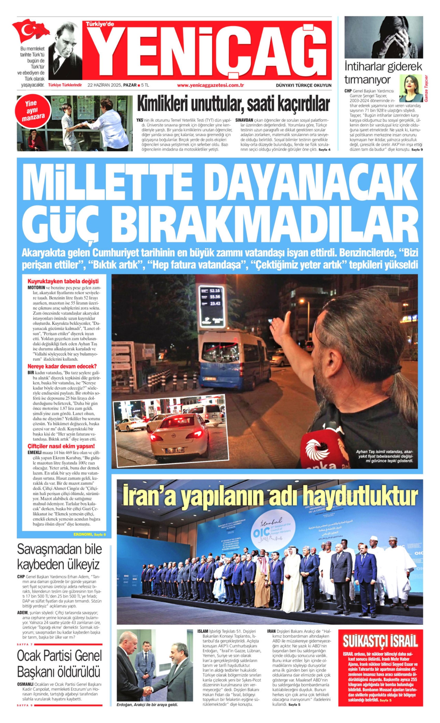 22 Haziran 2025 gazete manşetleri