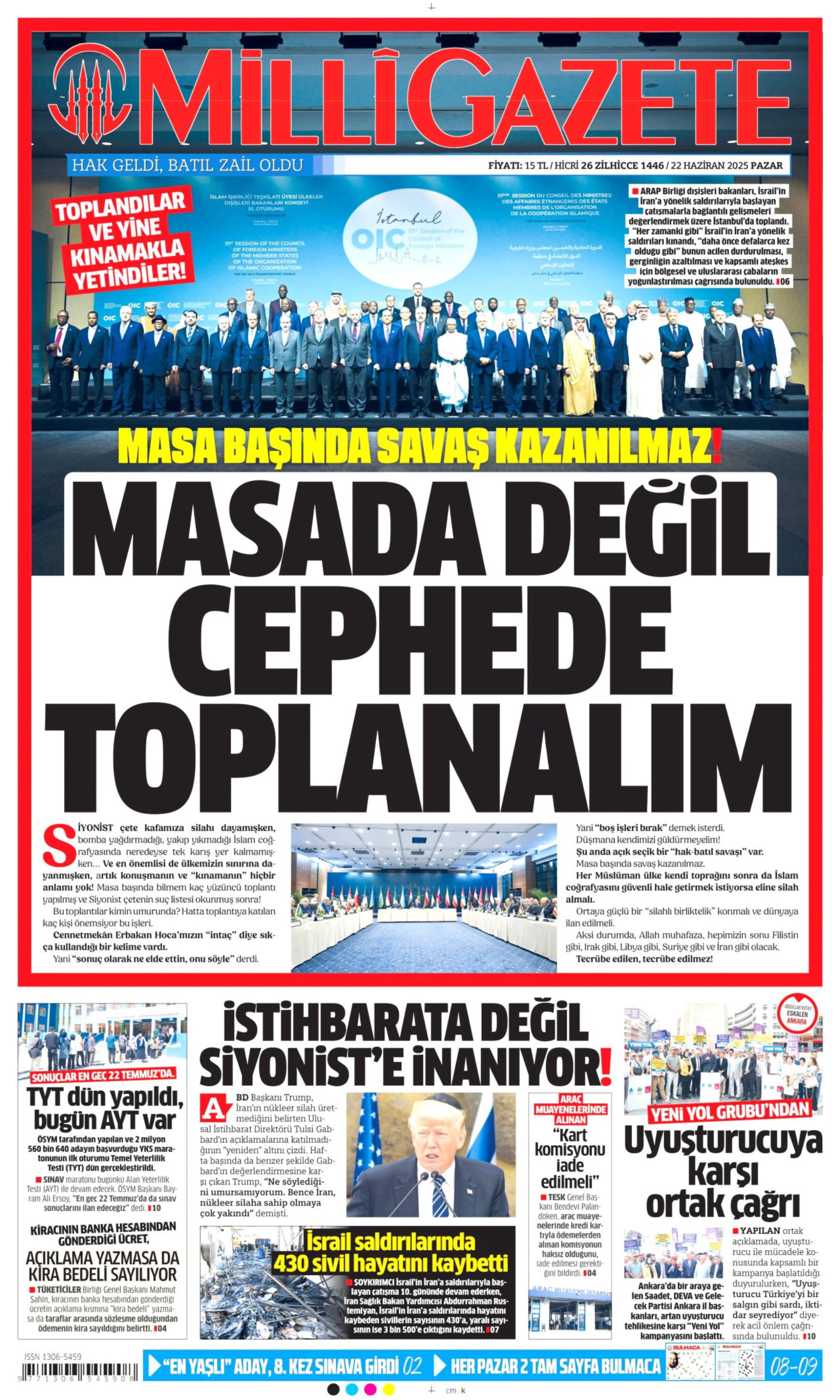 22 Haziran 2025 gazete manşetleri