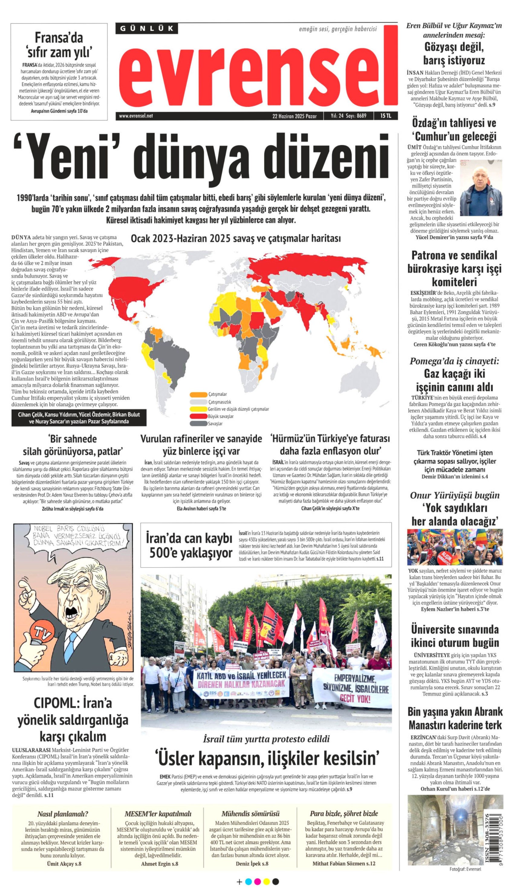 22 Haziran 2025 gazete manşetleri