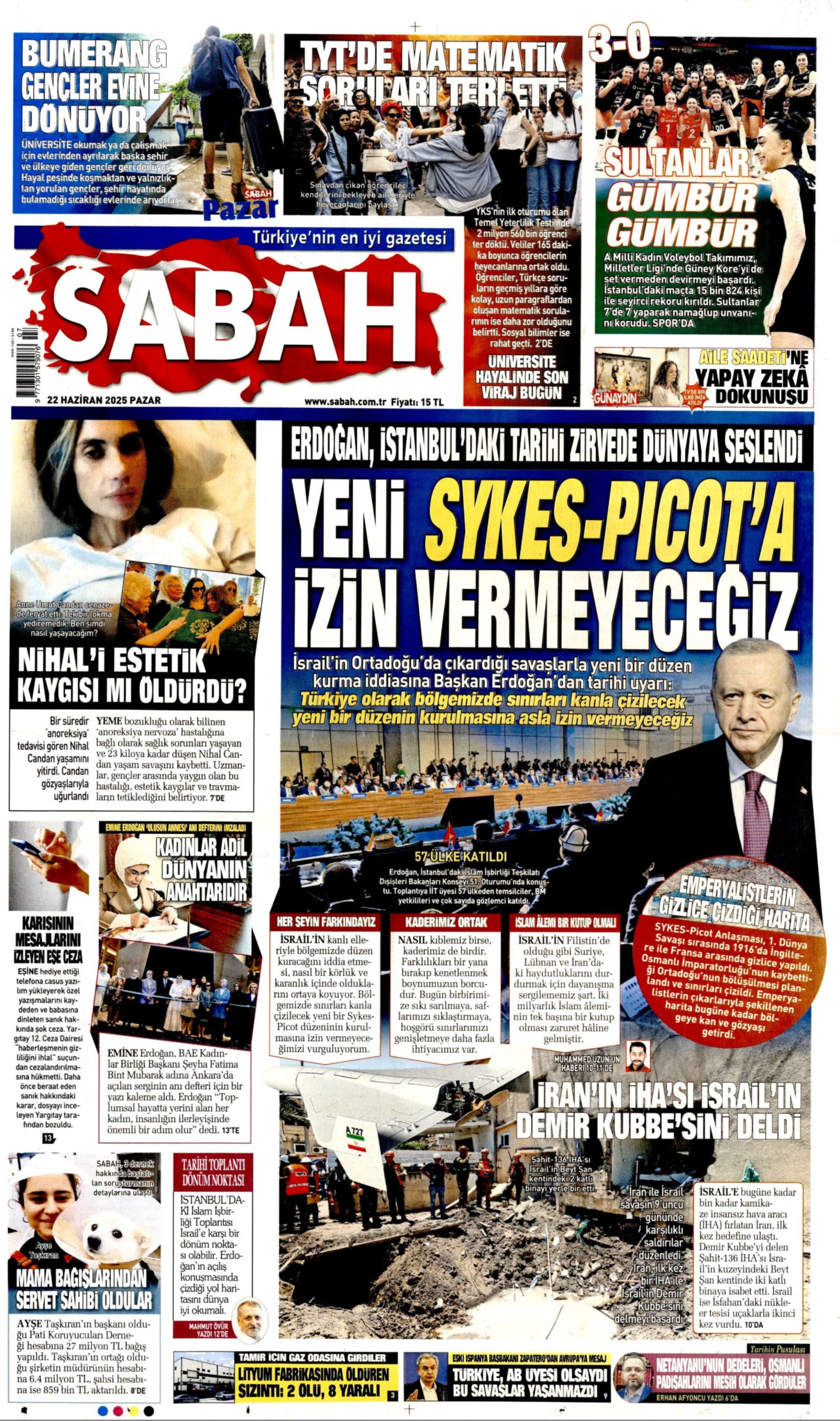 22 Haziran 2025 gazete manşetleri