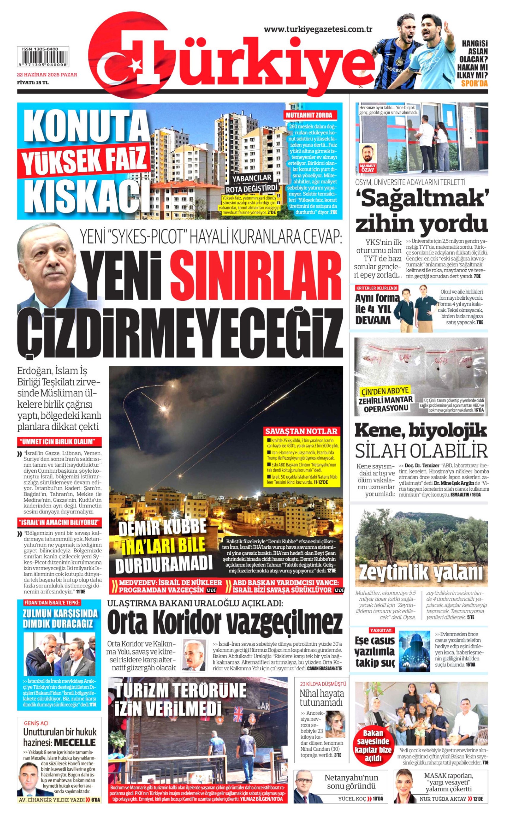 22 Haziran 2025 gazete manşetleri