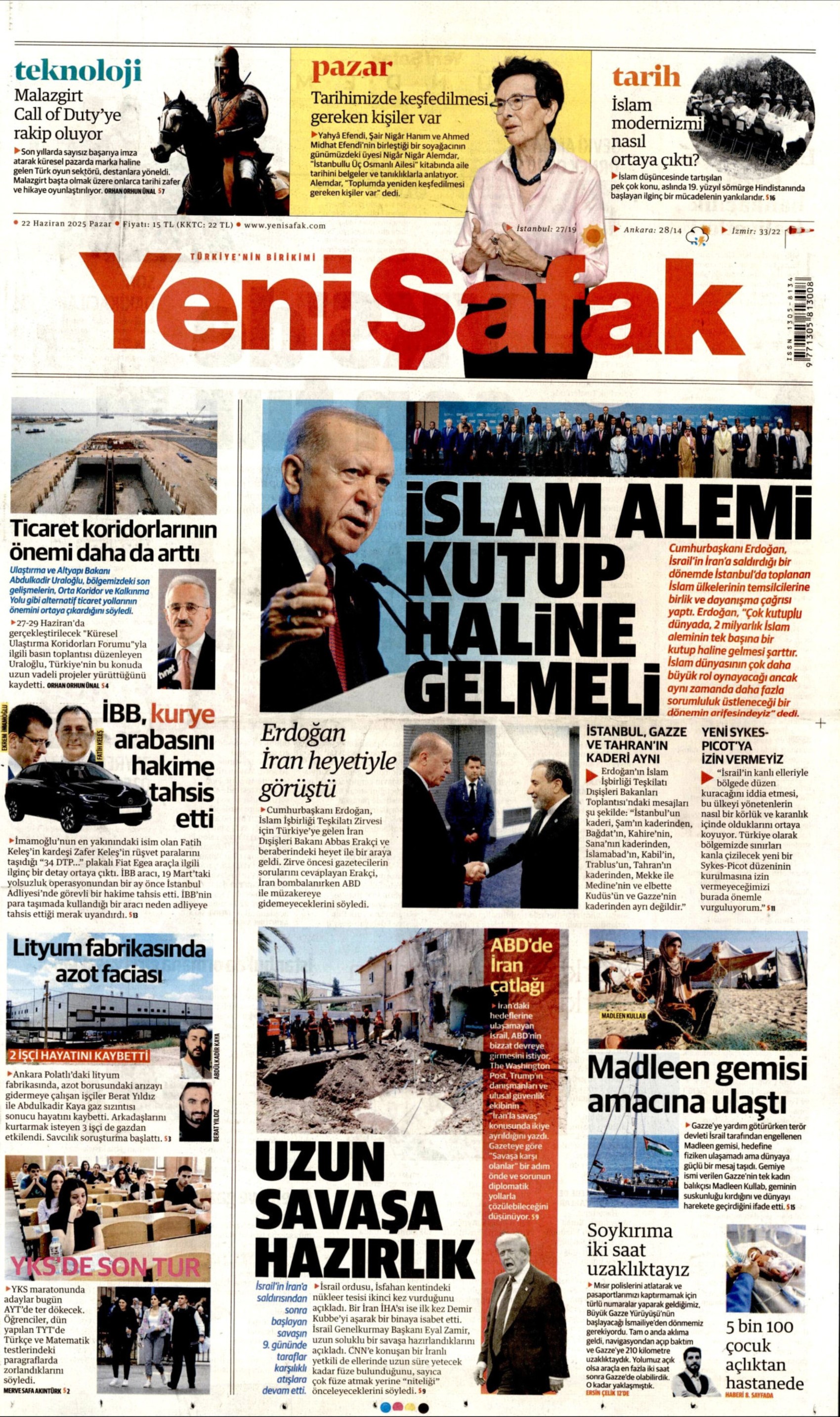 22 Haziran 2025 gazete manşetleri