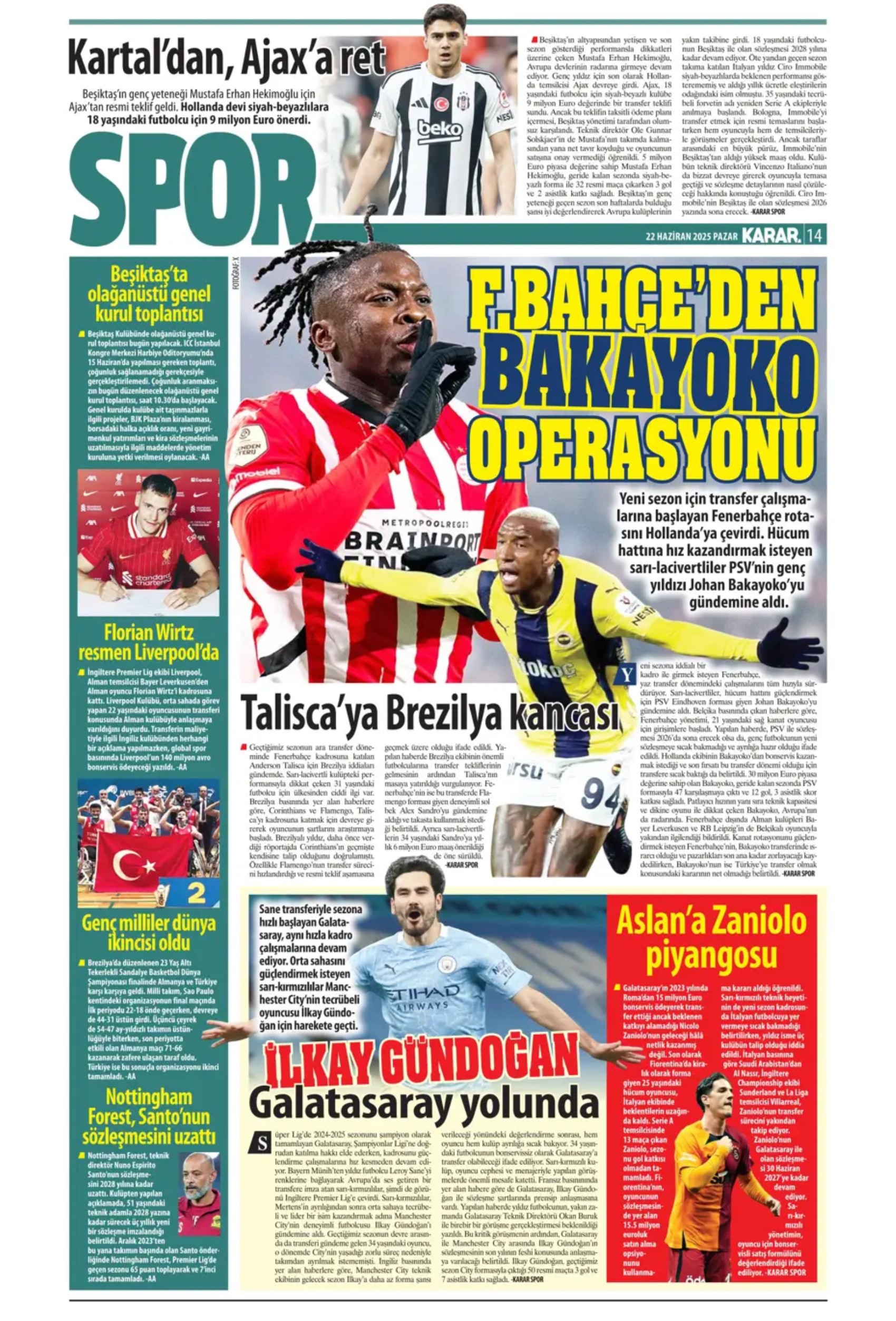 Sporda günün manşetleri... Galatasaray'da ilgileniyordu: Fenerbahçe Jonathan David bombasını patlatıyor! İlkay'da sona doğru