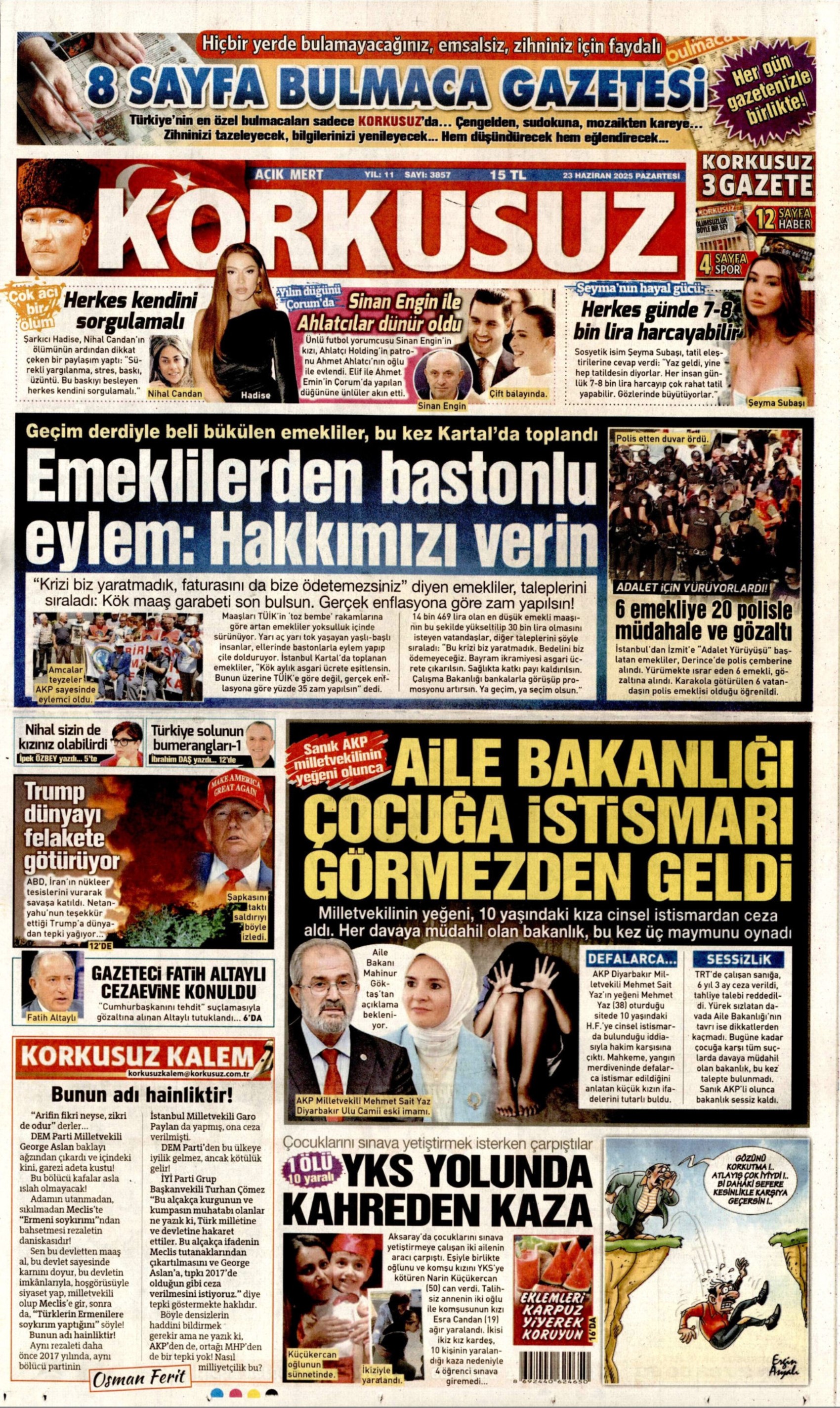 23 Haziran 2024 gazete manşetleri: Gazeteler, ABD'nin İsrail - İran savaşına girmesini nasıl gördü?