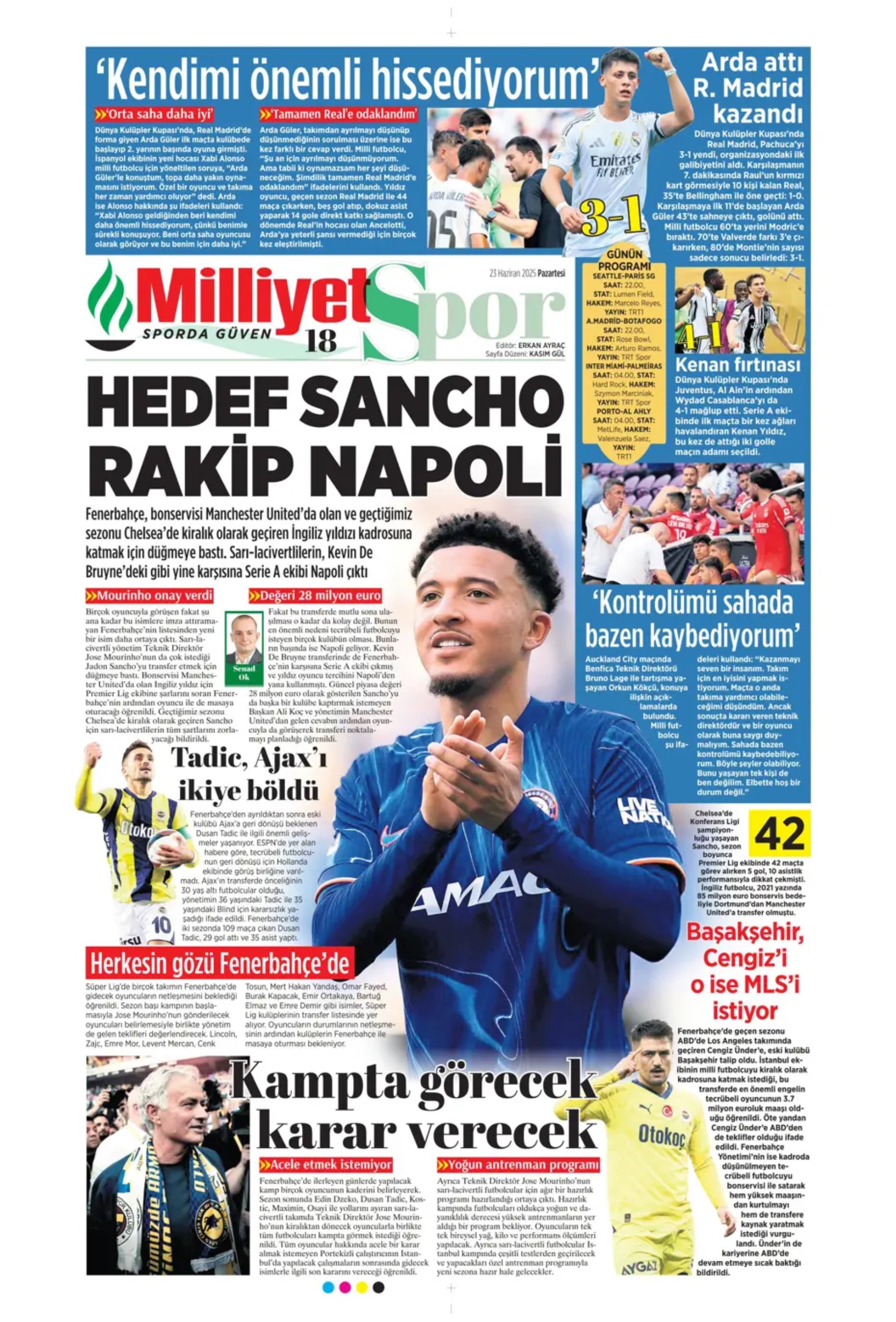 Sporda günün manşetleri... Jadon Sancho'ya sıcak temas: Kaleci için 3 aday