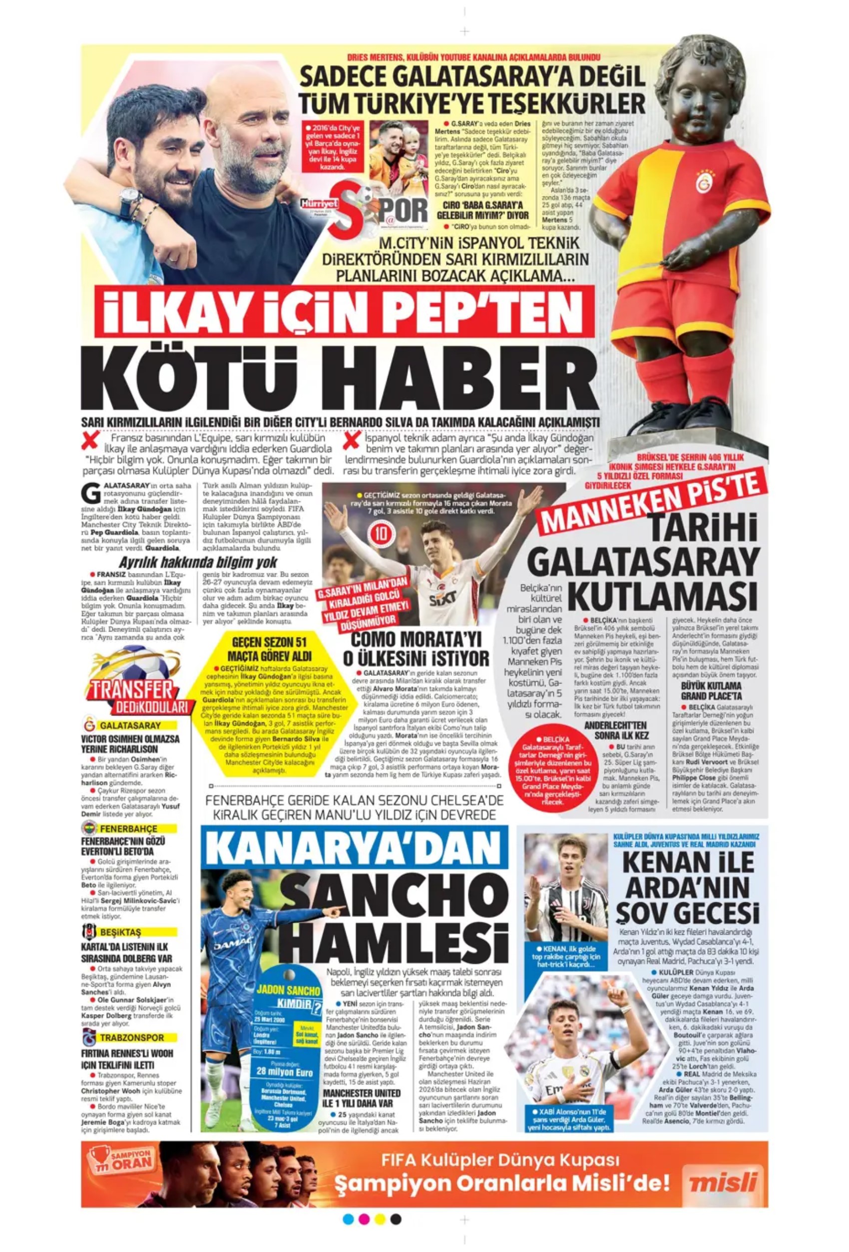 Sporda günün manşetleri... Jadon Sancho'ya sıcak temas: Kaleci için 3 aday
