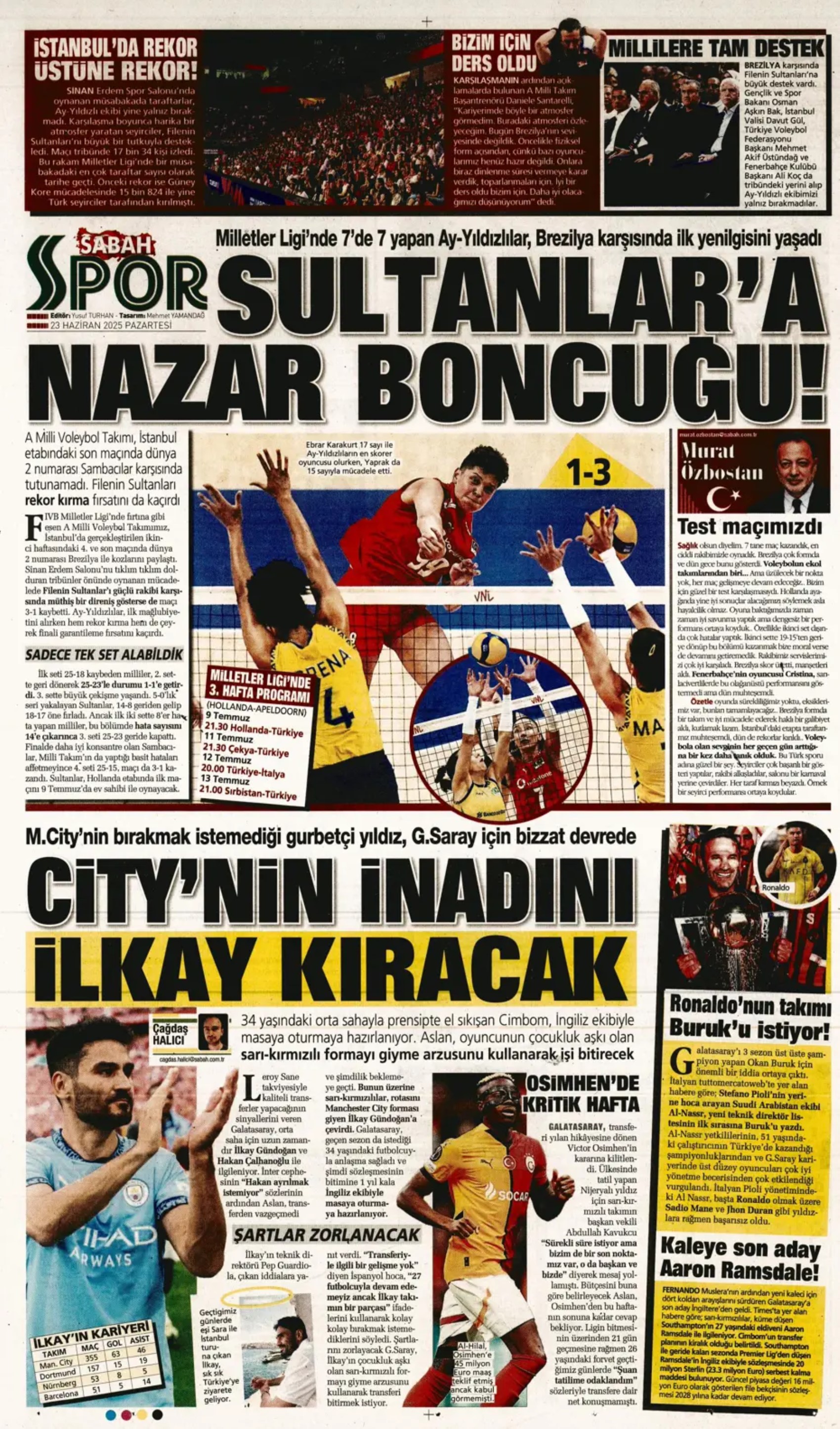 Sporda günün manşetleri... Jadon Sancho'ya sıcak temas: Kaleci için 3 aday